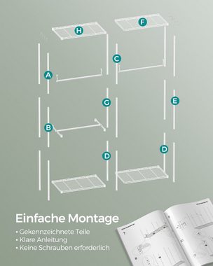 SONGMICS Kleiderständer, offener Kleiderschrank, Garderobenständer mit verstellbaren