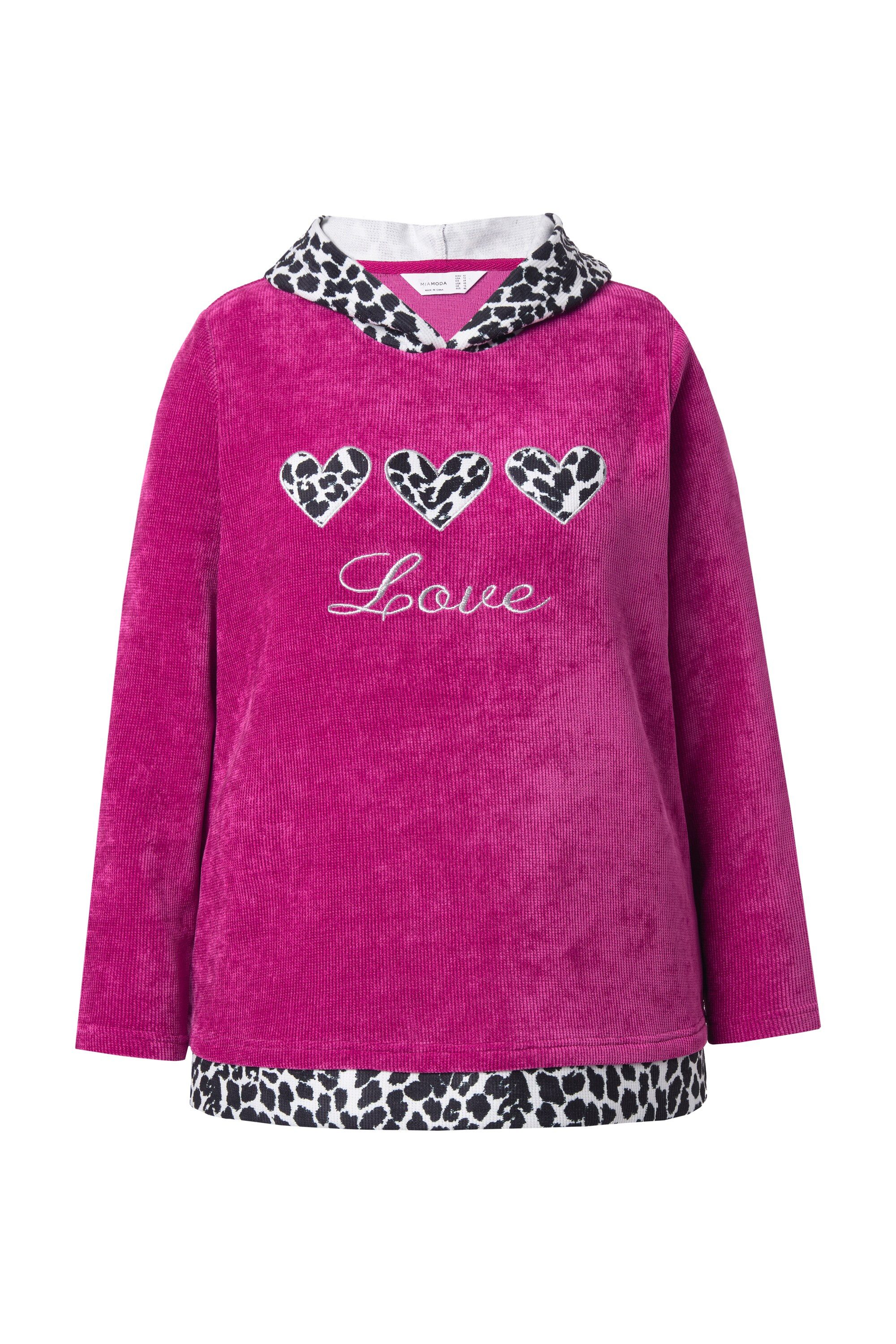 MIAMODA Sweatshirt Hoodie Kapuzensweater Flausch-Sweat Leo-Details günstig online kaufen