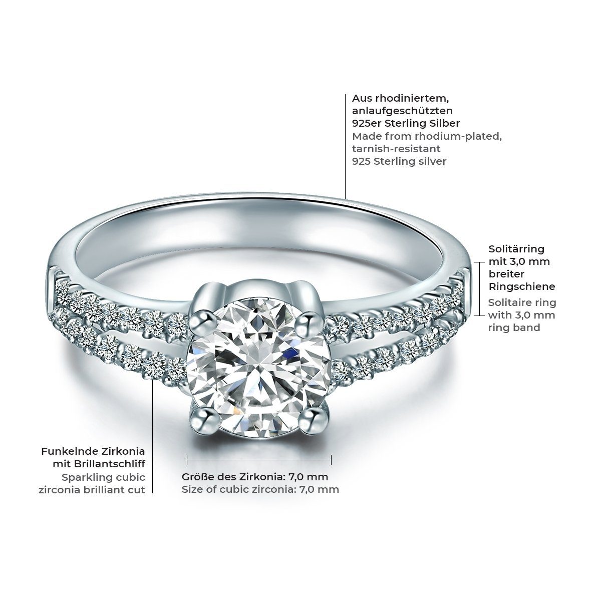 Trilani Silberring Verlobungsring aus 925 Sterling günstig online kaufen