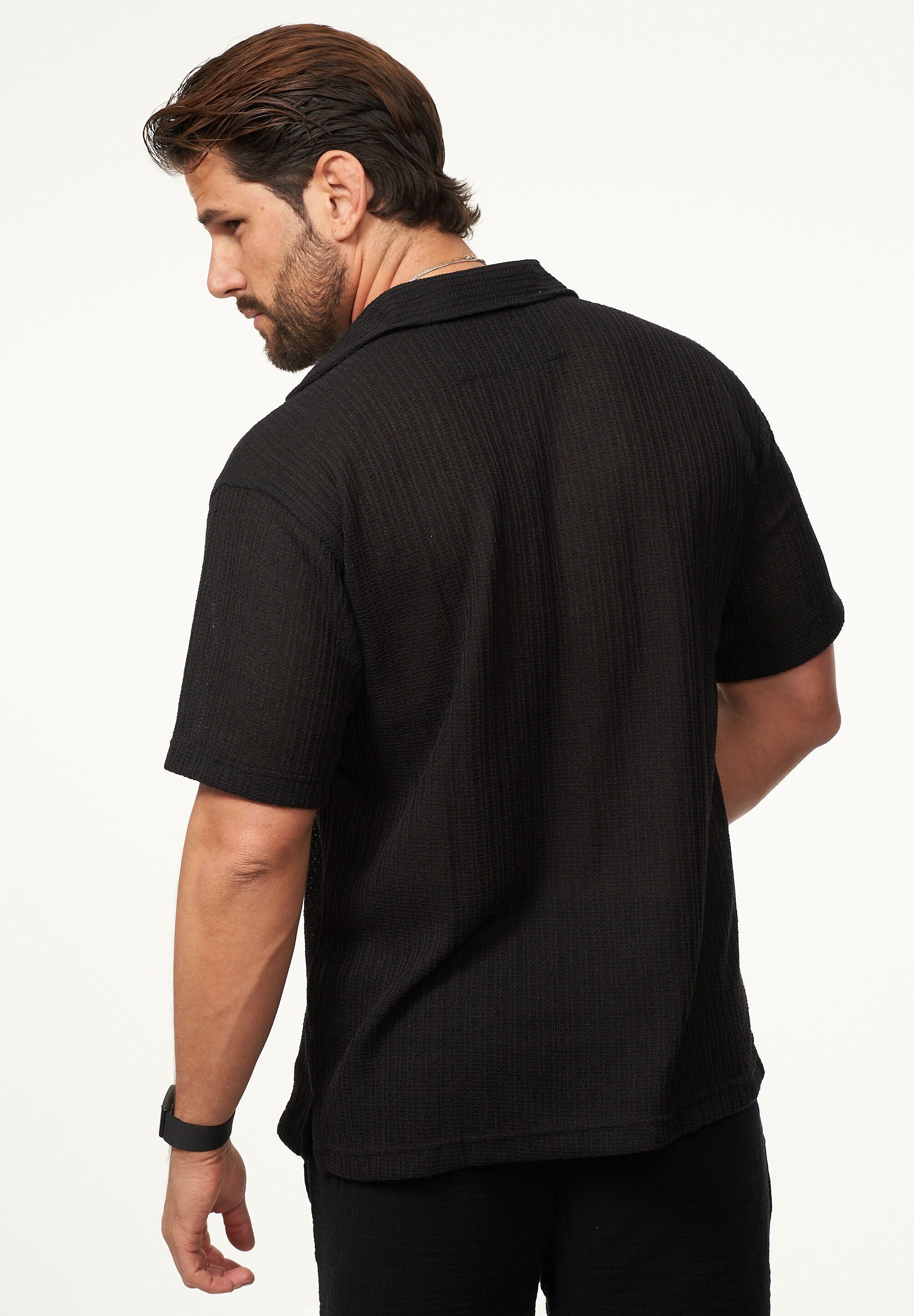 CARISMA Kurzarmhemd im Vintage Summer-Look als Strickhemd Herren Kurzarm Strick Polo-Hemd T-Shirt im lockeren Retro-Stil – Bild 4 von 4
