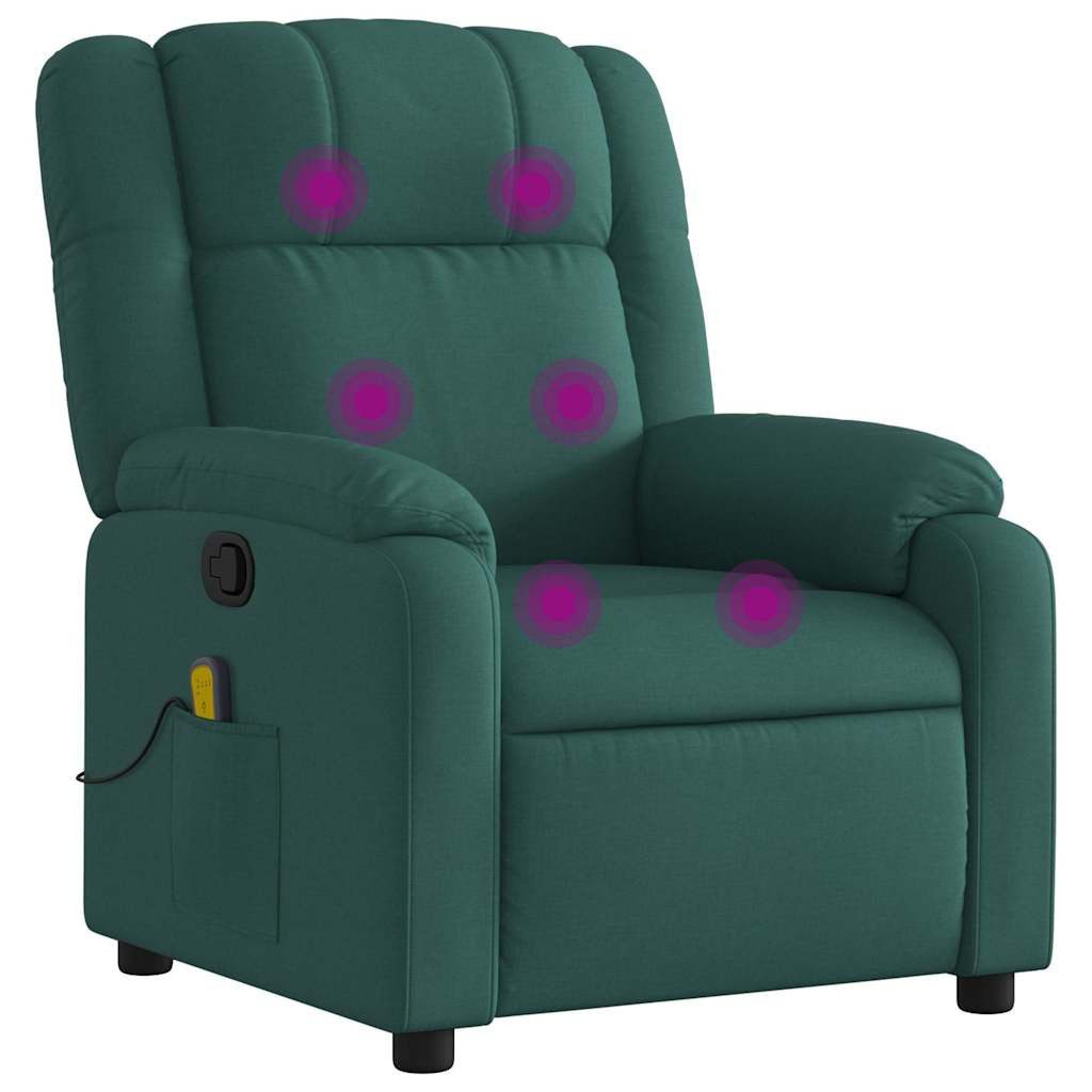vidaXL Sessel Massage-Relaxsessel, dunkelgrüner Stoff (1-St)