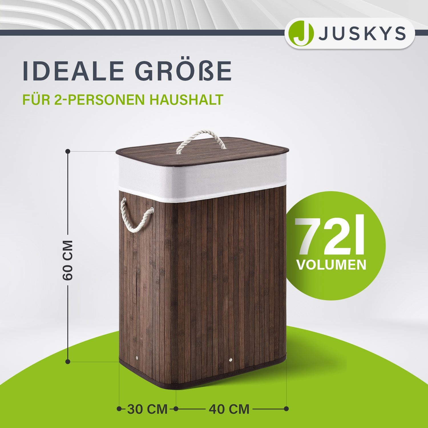Juskys Wäschekorb Curly 72 L, 72 günstig online kaufen