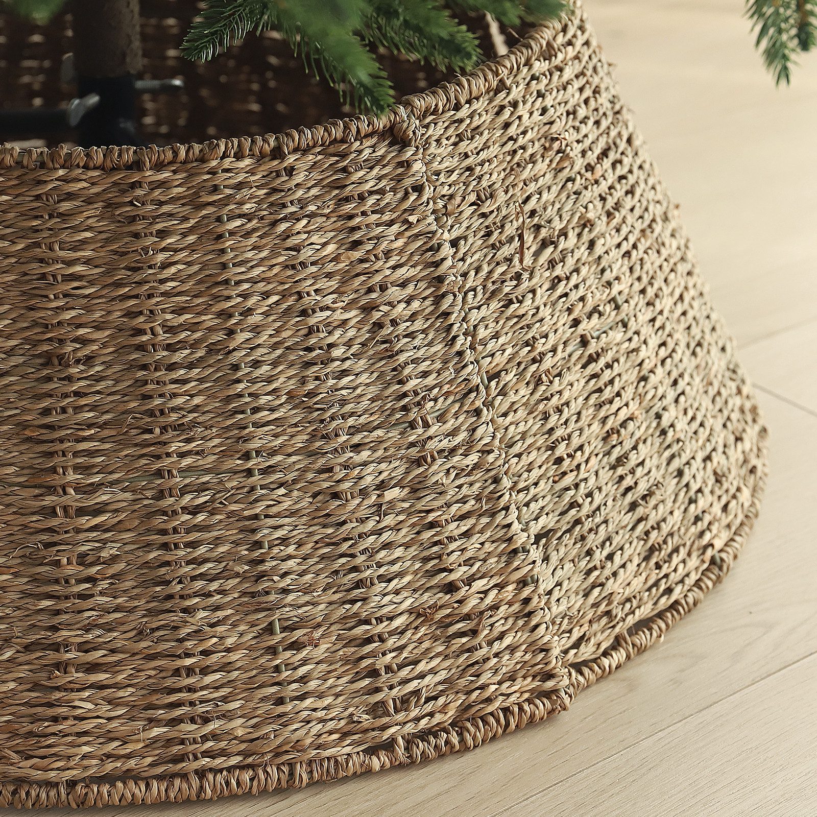 Salcar Weihnachtsbaumdecke Weihnachtsbaumrock aus Seegras Natur Weihnachtsbaumständer Abdeckung, Durchmesser oben: 40 cm, Durchmesser unten: 60 cm. Höhe: 23 cm – Bild 5 von 5