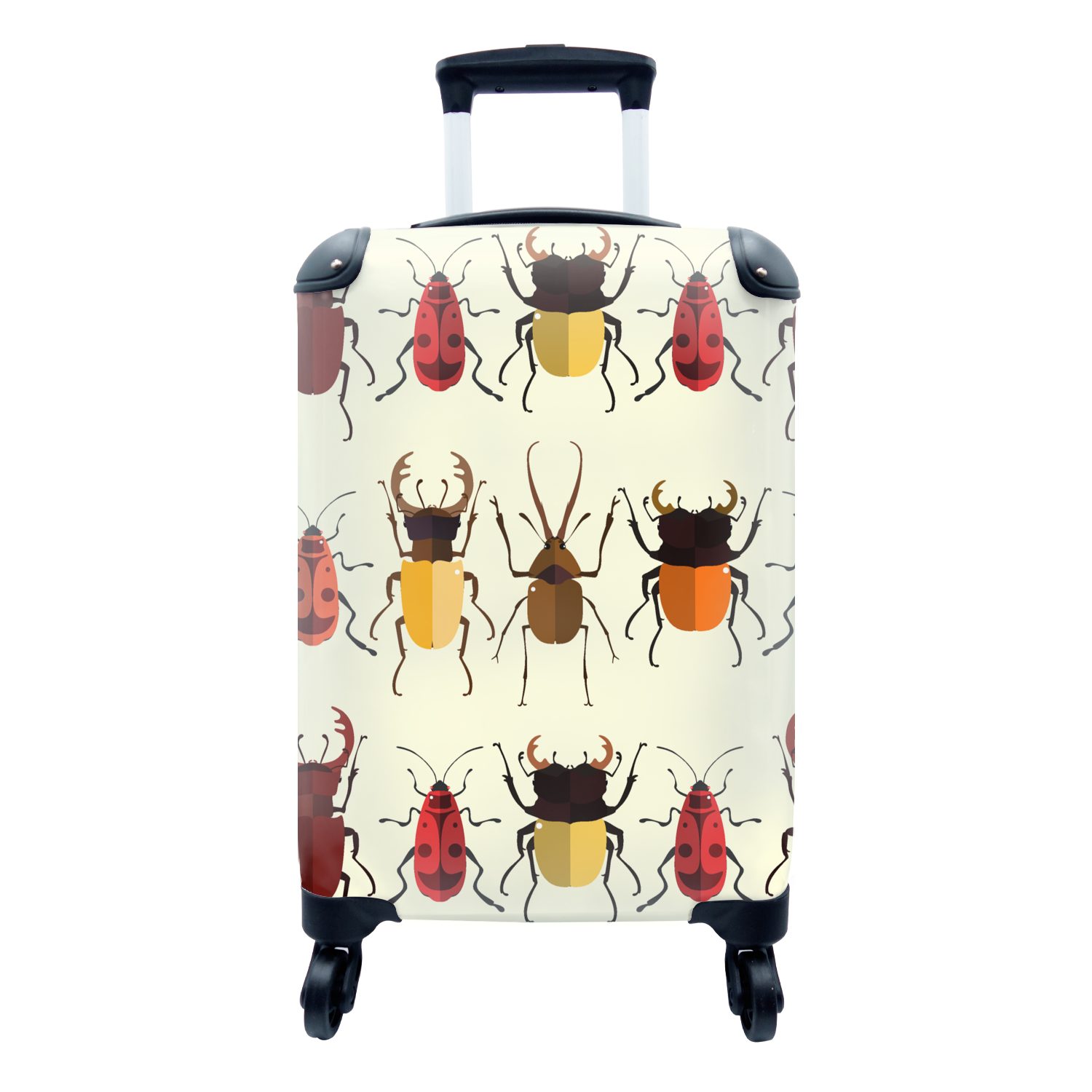 MuchoWow Handgepäckkoffer Käfer - Muster - Insekten, 4 Rollen, Reisetasche mit rollen, Handgepäck für Ferien, Trolley, Reisekoffer