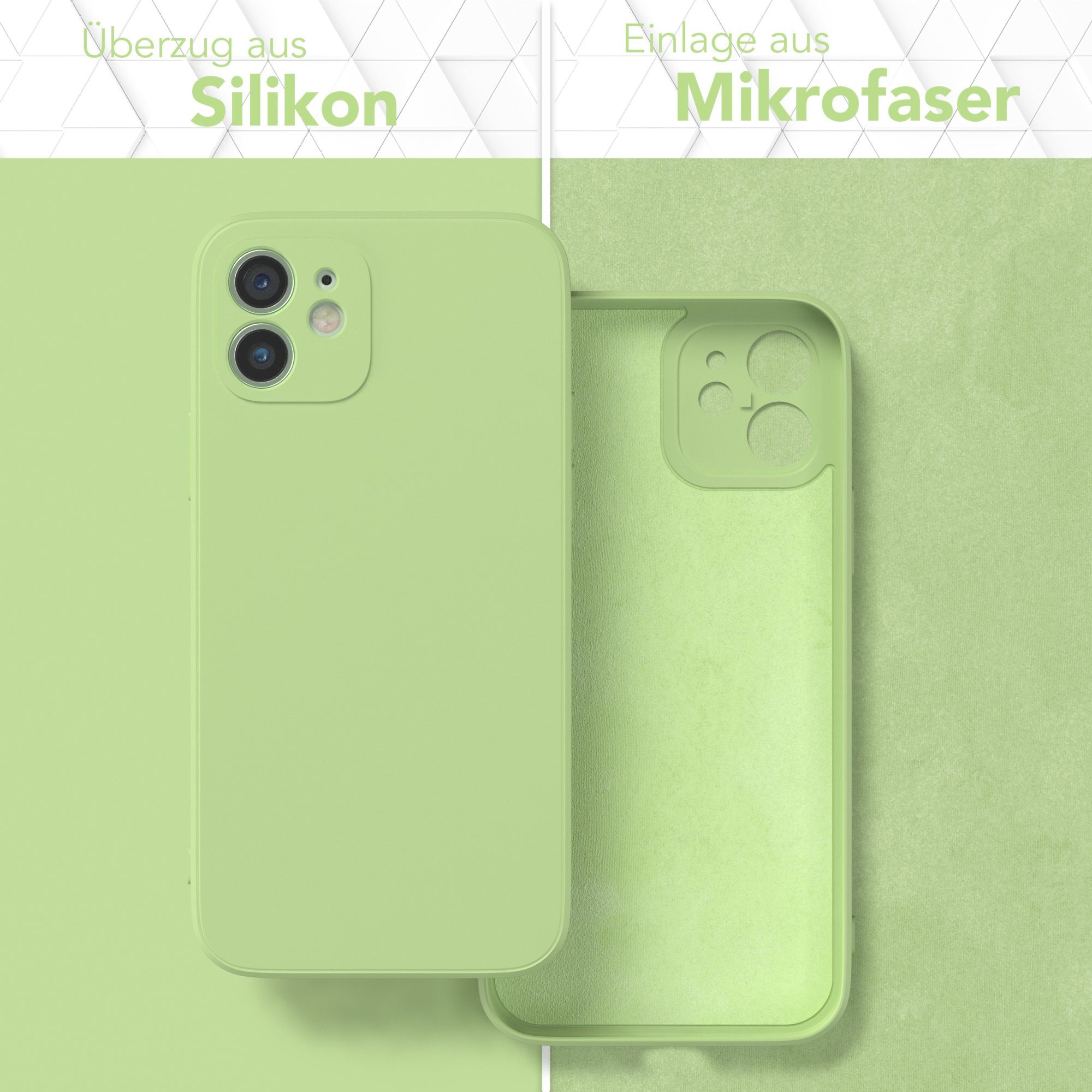 EAZY CASE Handyhülle für Apple iPhone 12 / 12 Pro Hülle Silikon 6,1 Zoll, Smart Slimcover Matt Silikon Schutzhülle mit Kameraschutz tpu Grün