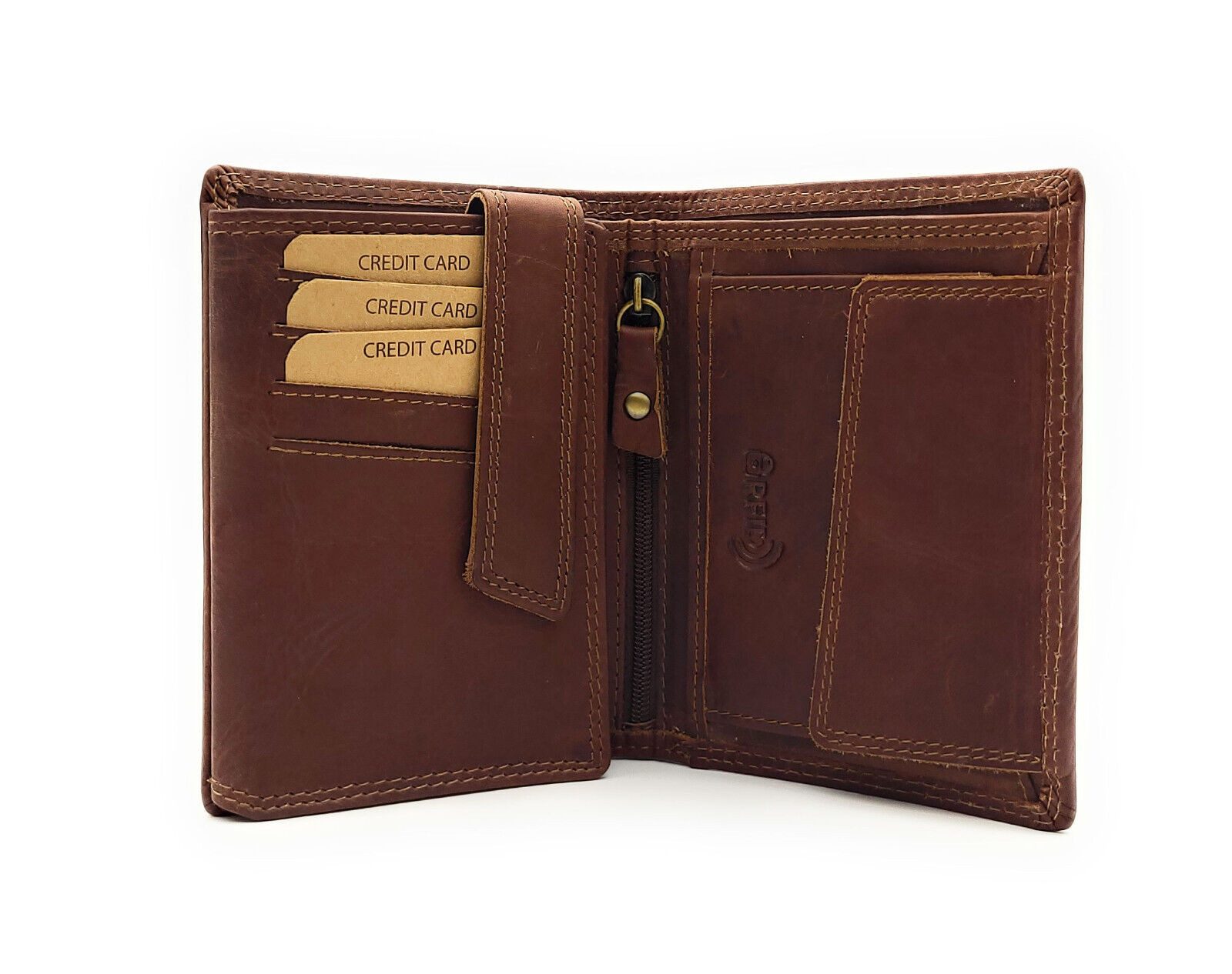 JOCKEY CLUB Geldbörse echt Leder Portemmonnaie Hochformat, Innenriegel, vintage braun, 12 Kartenfächer, Innenriegel, 2 Sichtfächer, RFID Schutz