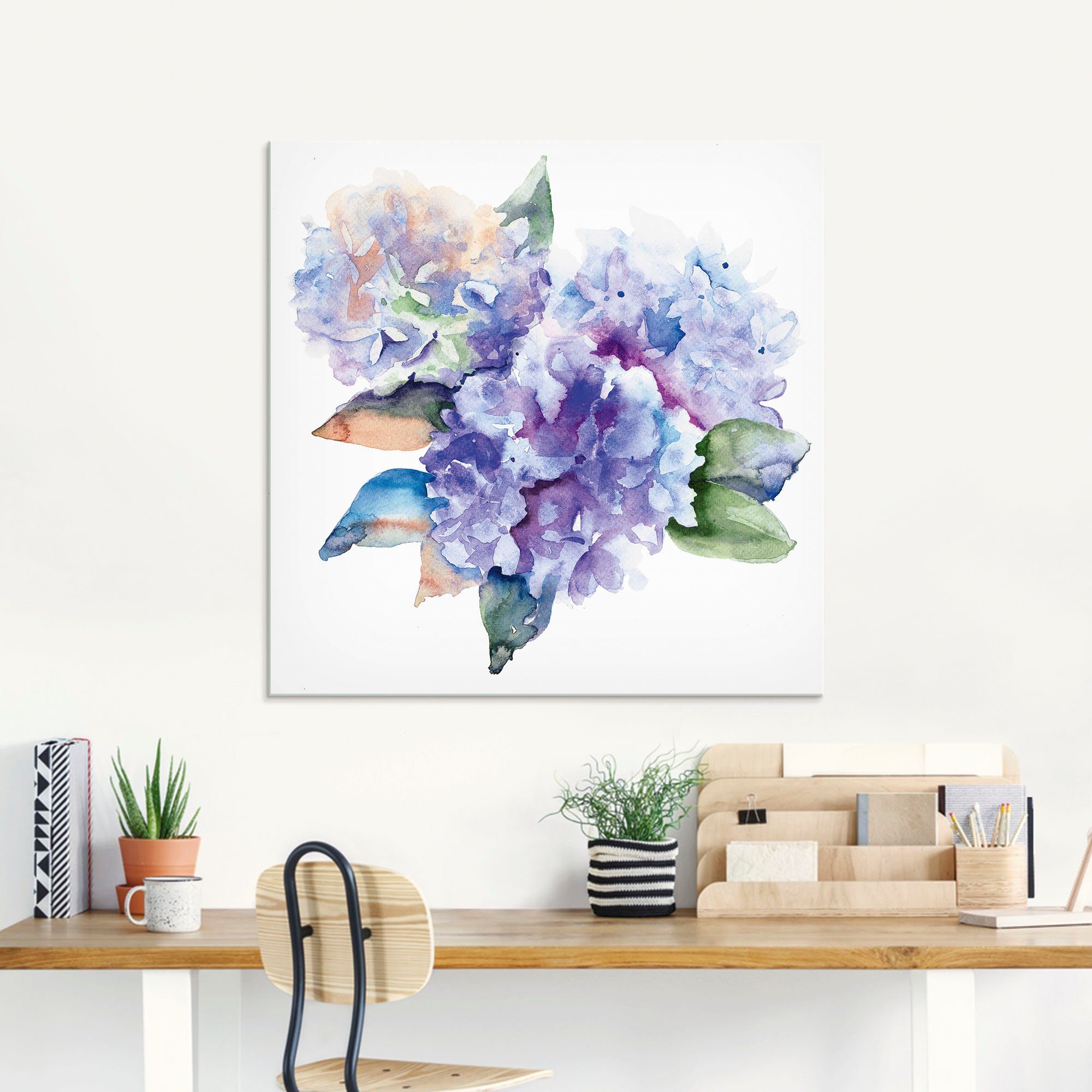 Artland Glasbild Hortensien, Blumen (1 St), in verschiedenen Größen