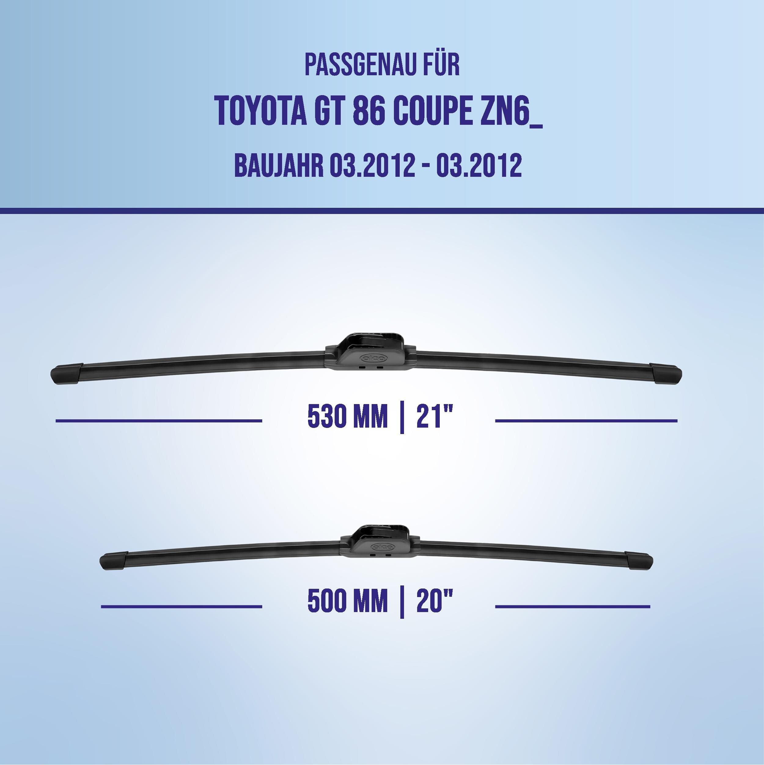alca Scheibenwischblätter passend für TOYOTA GT 86 Coupe, 03.2012 - 03.2012, Frontscheibe, (Packung, 2-St., Scheibenwischer), mit Nano Graphit Beschichtung