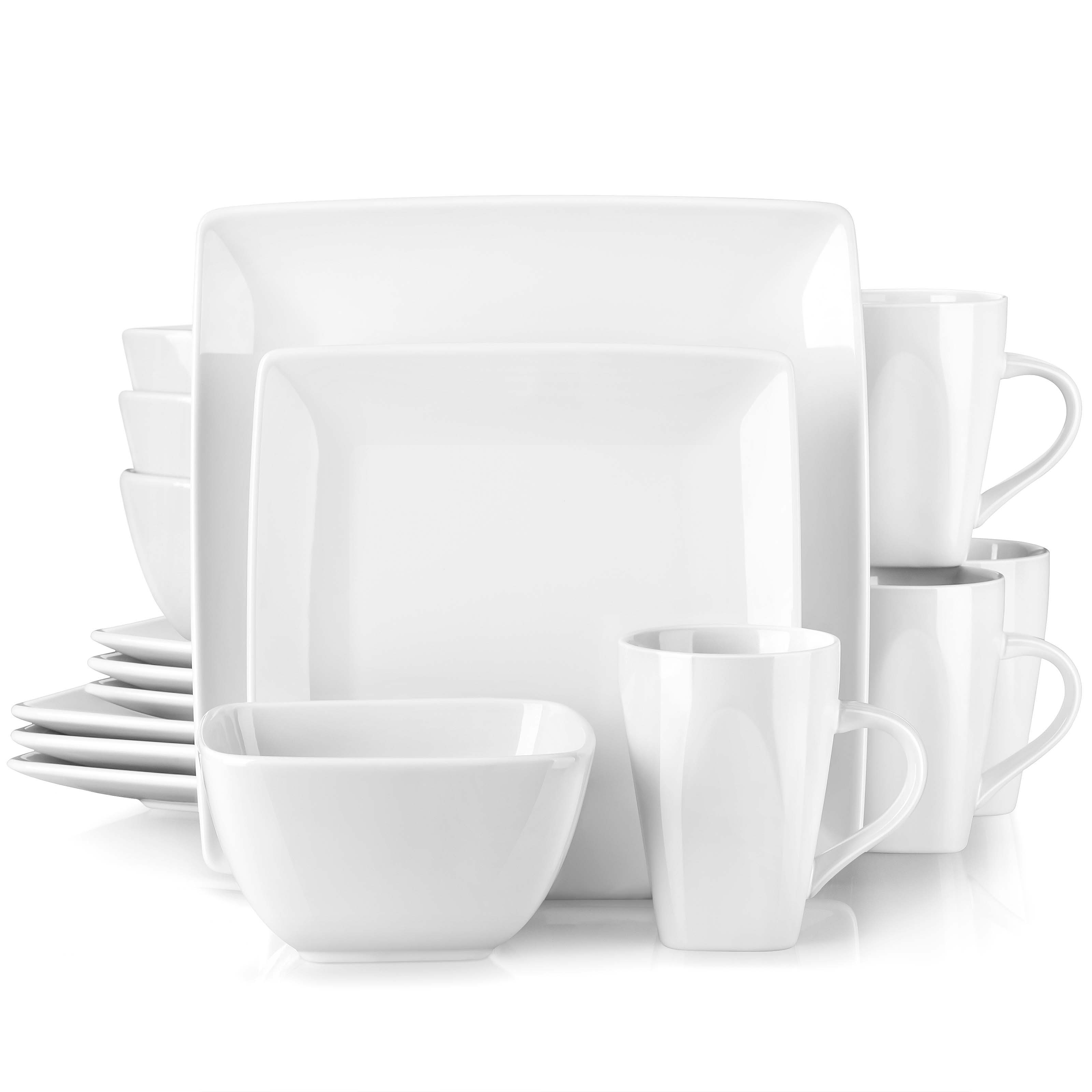 vancasso Geschirr-Set 12/16-tlg Kombiservice, für 4, Steingut, Rechteckig (16-tlg), 4 Personen, Steingut