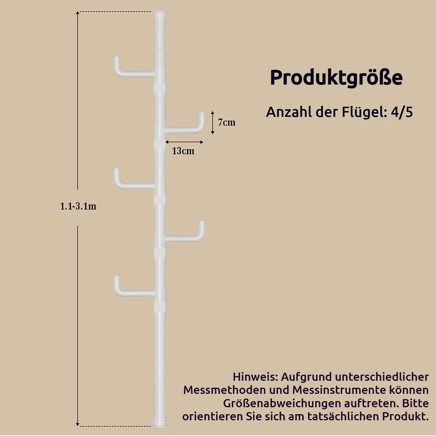 JOYOLEDER Kleiderständer Garderobenständer ausziehbar, 4/5 Haken, 110-310cm günstig online kaufen