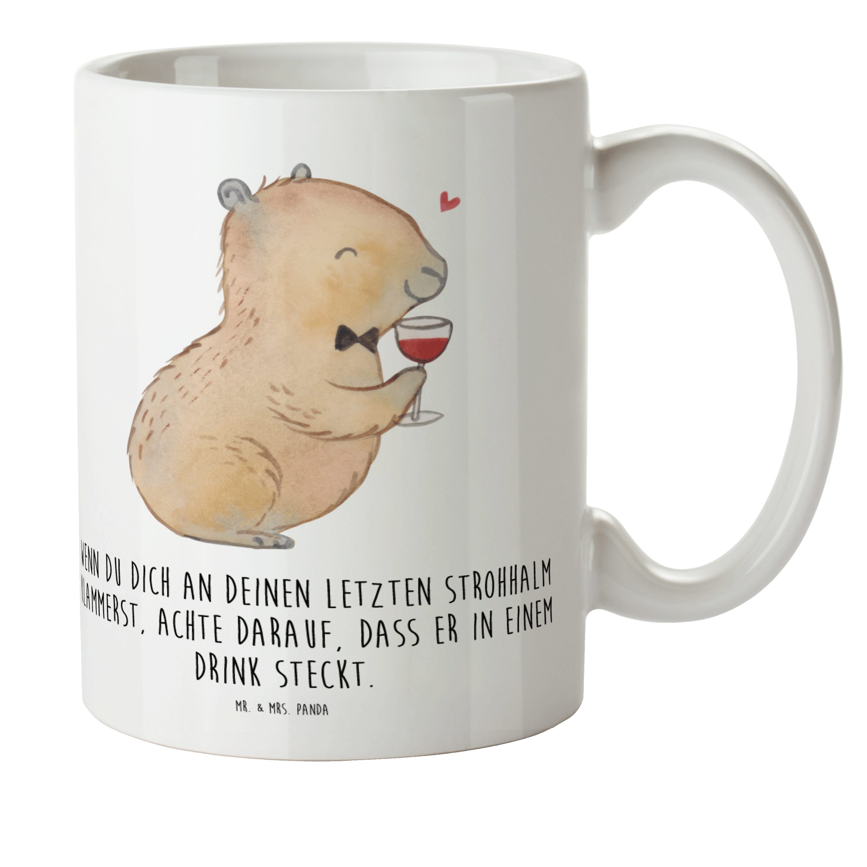 Laune, - Weiß Panda Capybara Geschenk, Gute & Mr. Kindergarte, Mrs. Kunststoff Reisebecher, - Kinderbecher Wein