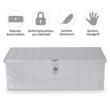 HOMCOM Werkzeugbox Gerätekasten mit Schloss, Aluminium Silber (Set, 1 St., industrie-design für hand-werker), 76L x 33B x 25H cm