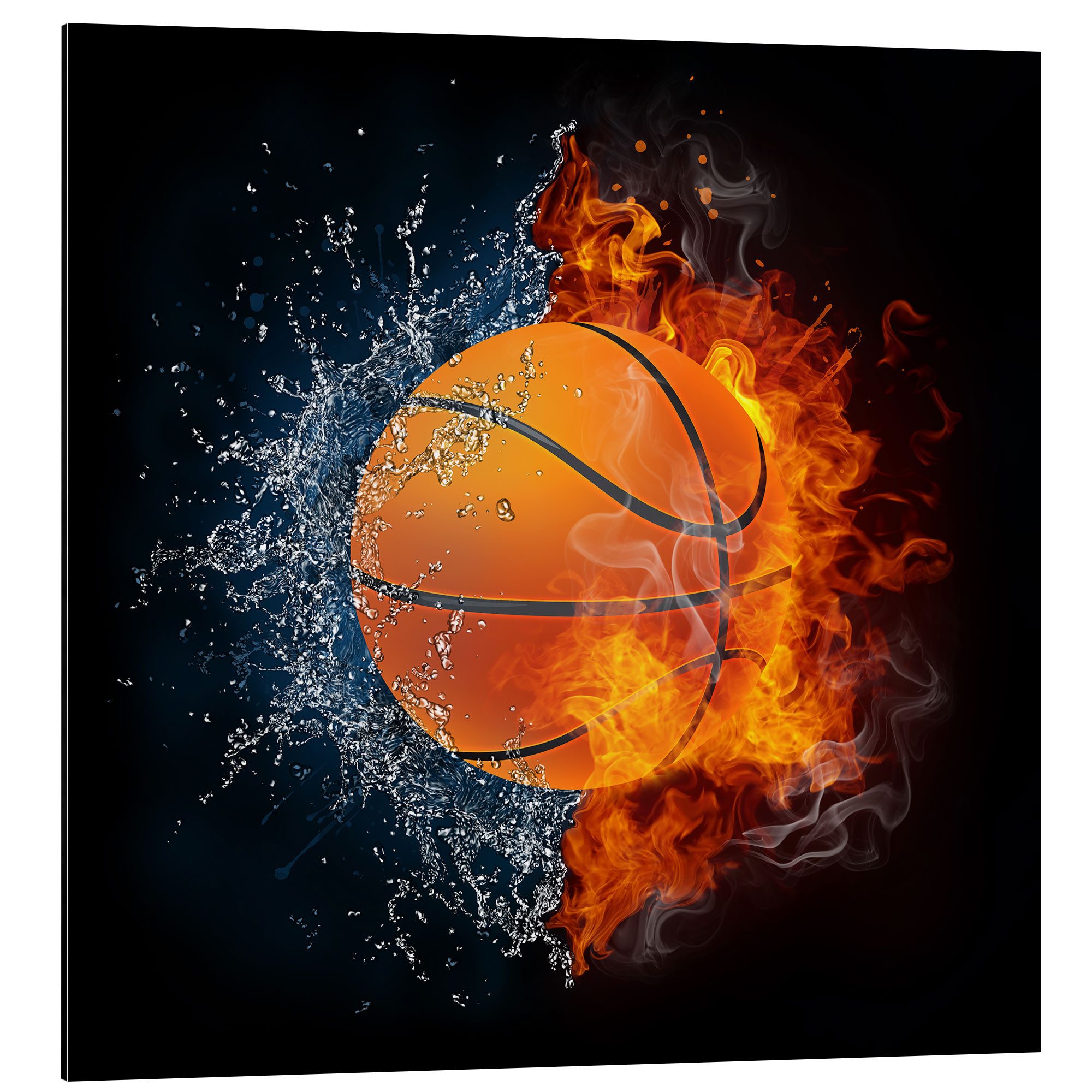Posterlounge Alu-Dibond-Druck Editors Choice, Der Basketball im Kampf der Elemente, Digitale Kunst