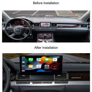 TAFFIO Für Audi A8 D3 4E MMI 3G 08-10 12,3" Touchscren Android GPS CarPlay Einbau-Navigationsgerät