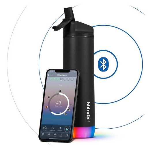 HidrateSpark Trinkflasche »Bluetooth Smart Wasserflasche aus Edelstahl 620ml schwarz«