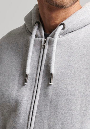 marl Superdry SD-BORG ZIP LINED grey Kapuzensweatjacke HOOD