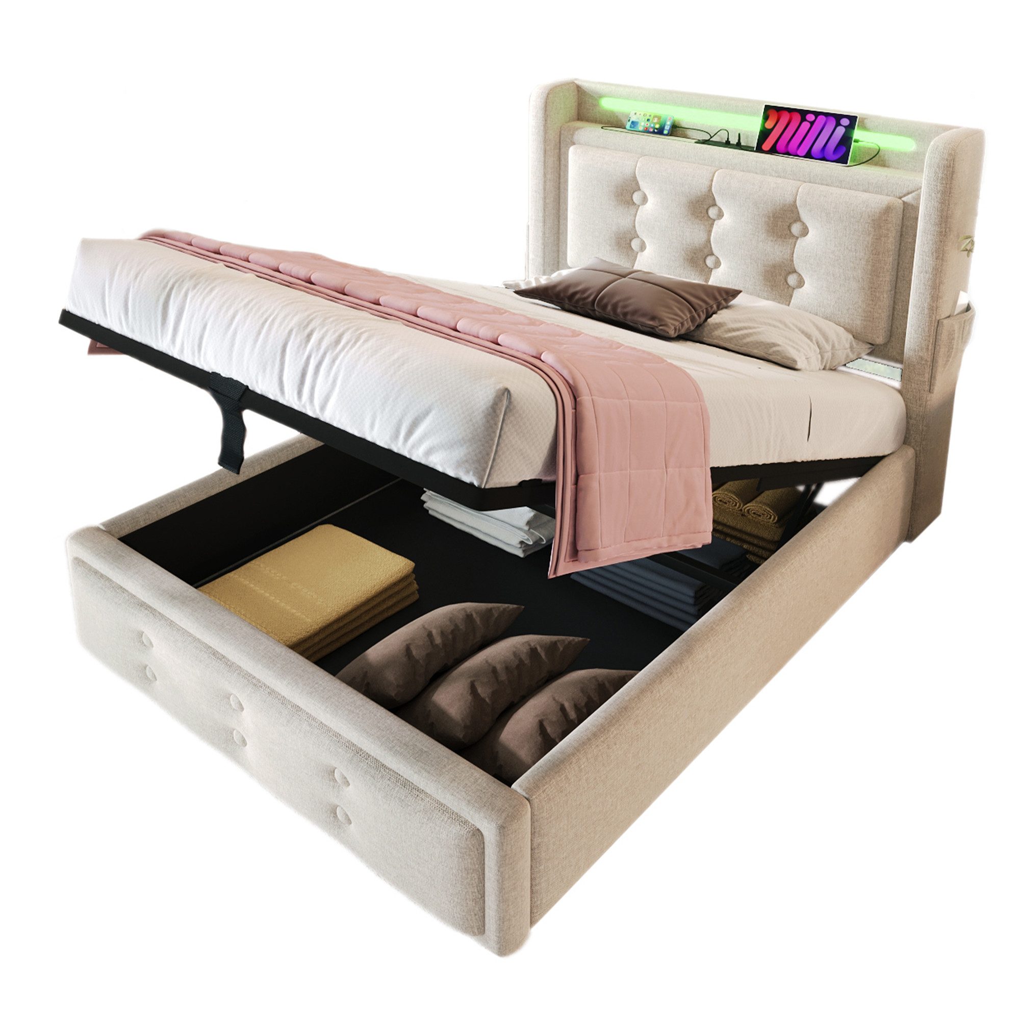 TavilaEcon Boxspringbett Doppelbett mit Led-Kopfteil und günstig online kaufen