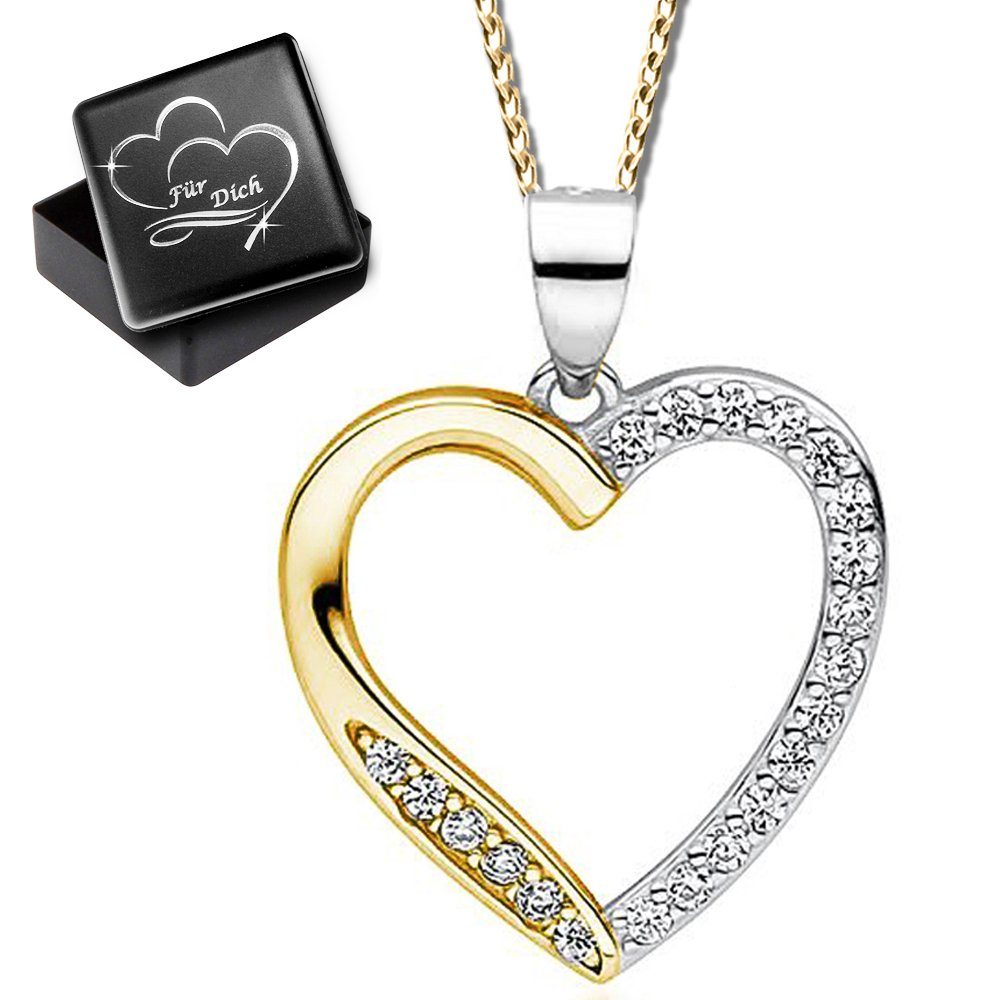 Limana Herzkette 925 Sterling Silber Kette mit Herz Anhänger gold rotgold rosegold (inkl. Geschenkdose), Idee Liebe Geschenk für Frauen Freundin Damen Ehefrau Mutter