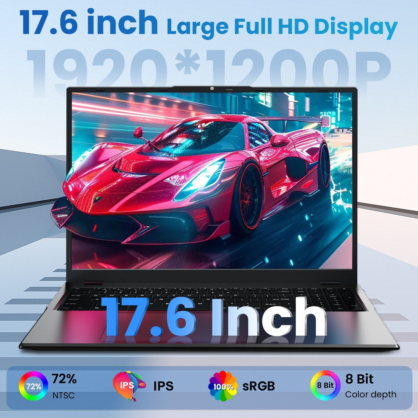 MENGHU 17,6 Zoll Laptop mit Intel Core i3 16GB RAM 256GB SSD AI-Unterstützung Notebook (Intel® Core™ i3-10100Y, 16 GB, 256 GB SSD)