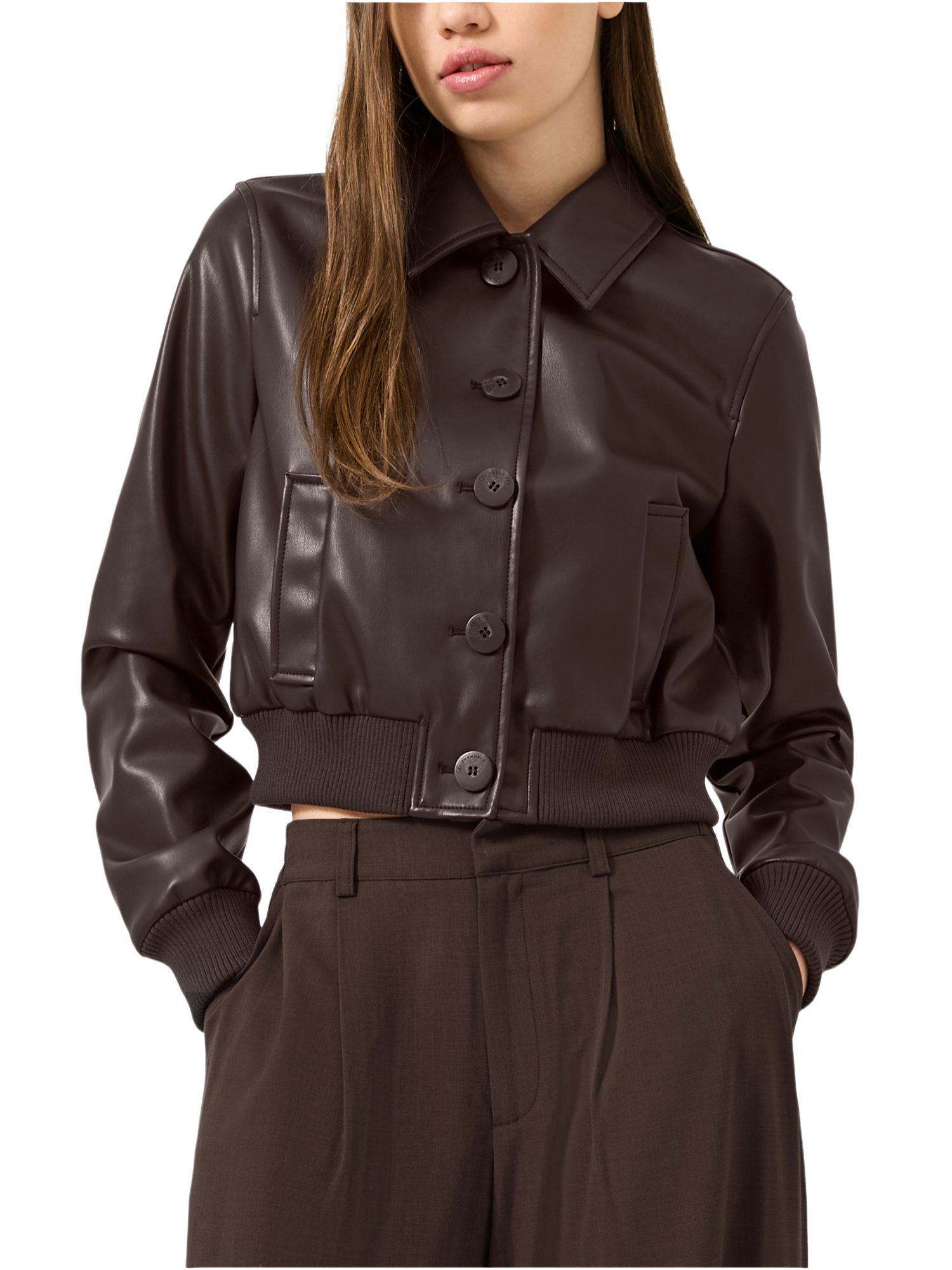 QS Funktionsjacke Outdoor-Jacke Cropped Blouson in Lederoptik – Bild 2 von 4