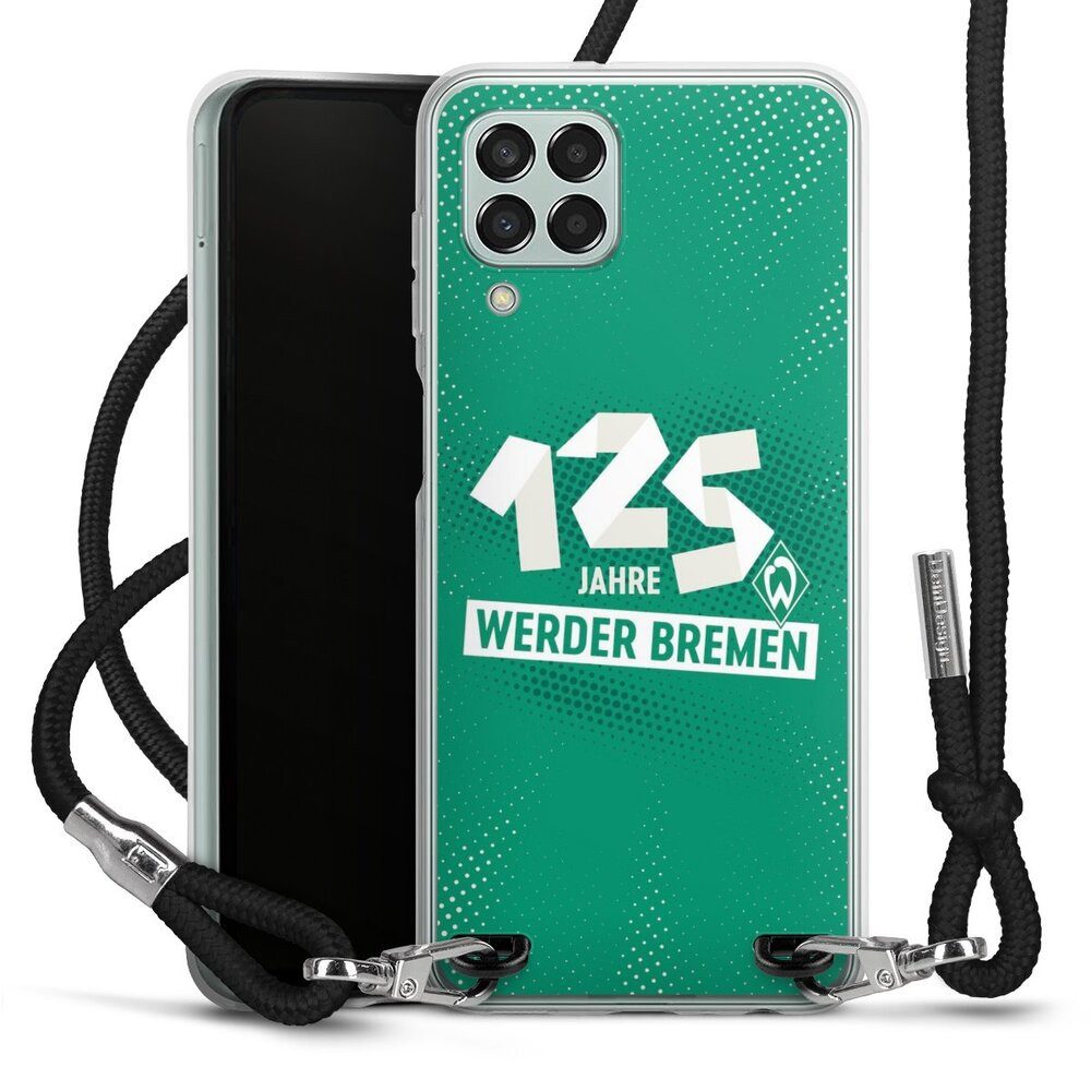 DeinDesign Handyhülle 125 Jahre Werder Bremen Offizielles Lizenzprodukt, Samsung Galaxy M33 5G Handykette Hülle mit Band Case zum Umhängen