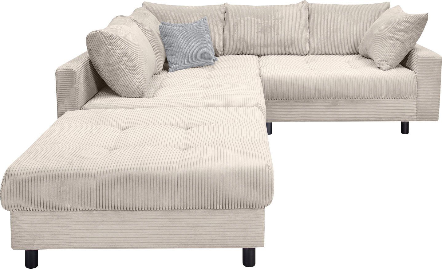 COLLECTION AB Ecksofa Toni L-Form, B: 215 cm, mit Hocker & 2 Zierkissen, Fe günstig online kaufen