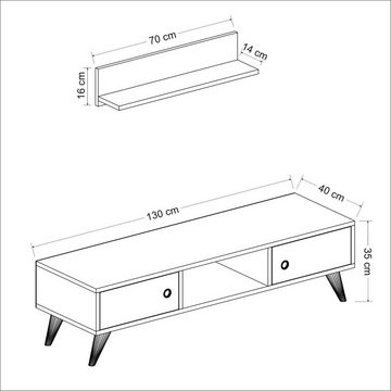 en.casa TV-Schrank »Egebjerg« TV Board 2 Türen, Lowboard 35x130x40 cm, Weiß