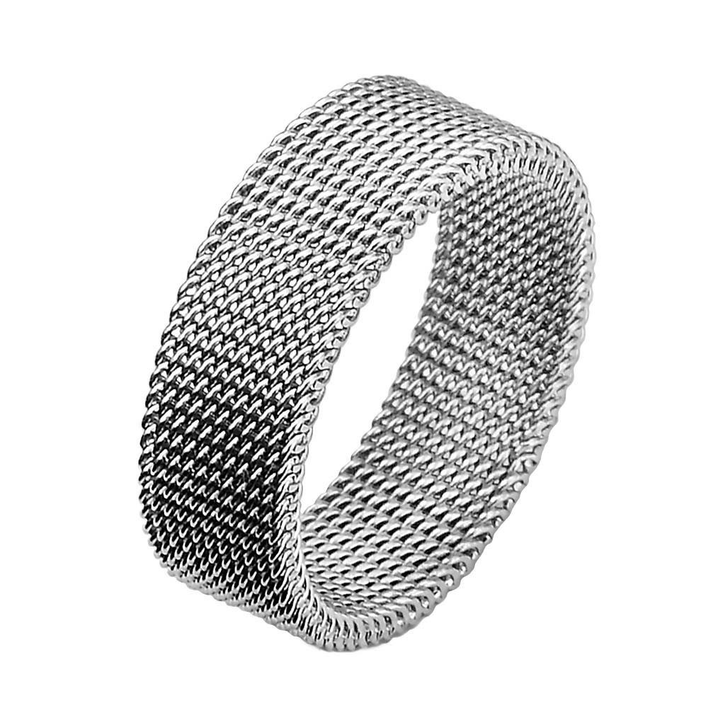 viva-adorno Fingerring Ketten Ring Edelstahl Flexibel Maschen Damenring Herrenring, Milanaise
