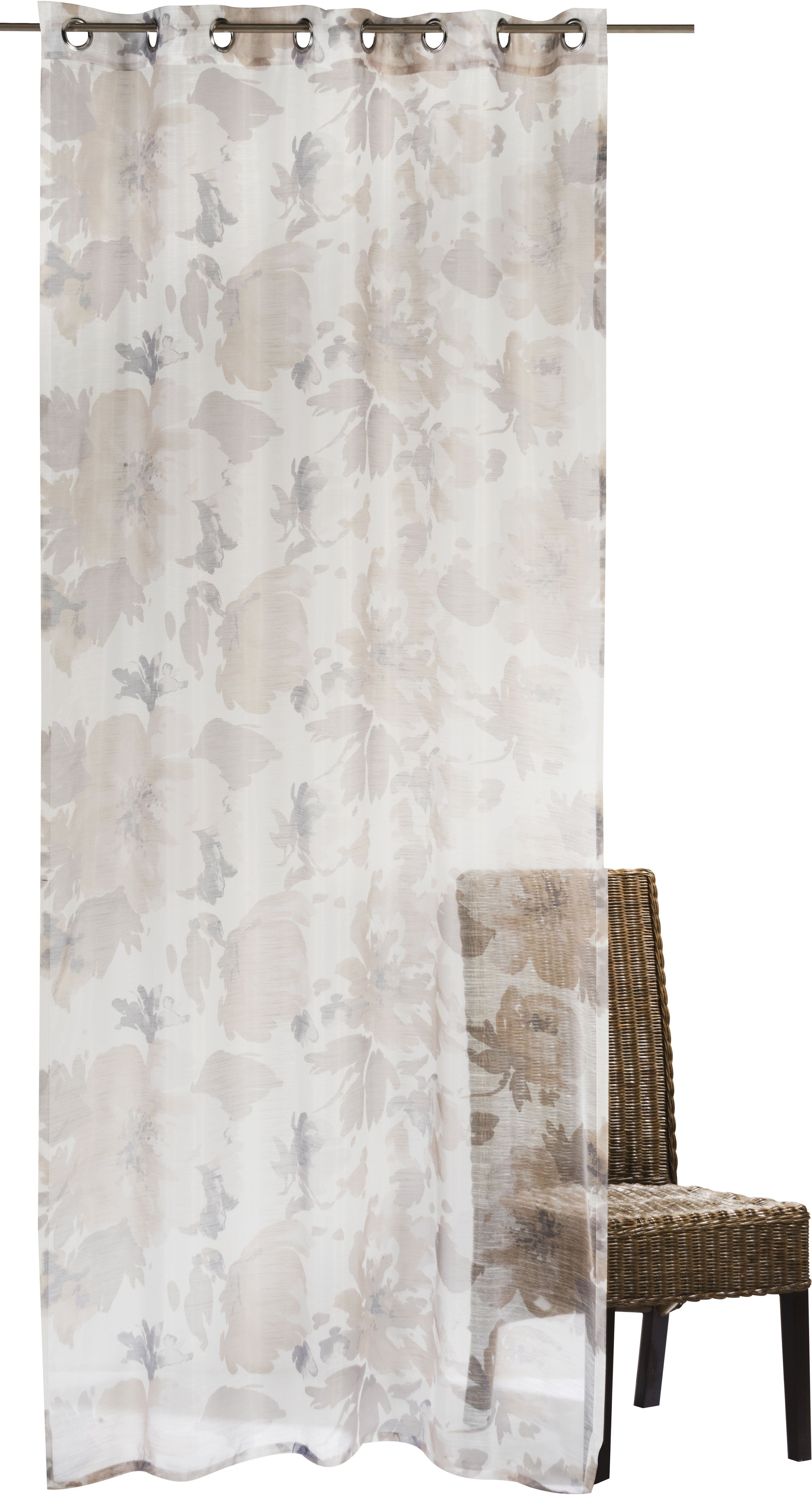 ELBERSDRUCKE Gardine Botanica 09 beige (1 St), Ösen, transparent, Organza