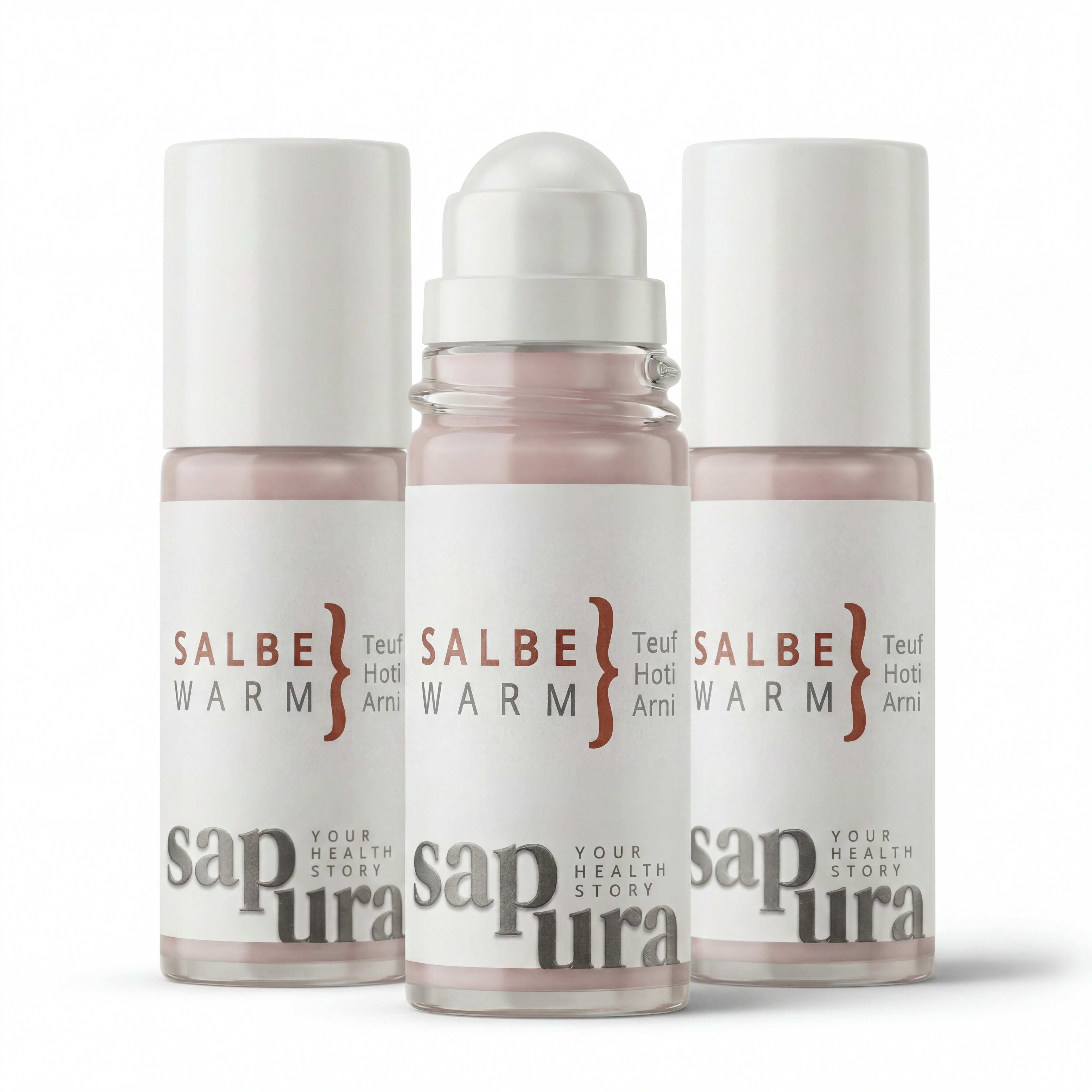 SAPURA Health Hautcreme Wärmesalbe Schmerzsalbe Roll-On - Extra Stark für Rücken & Schulter, 3-tlg.