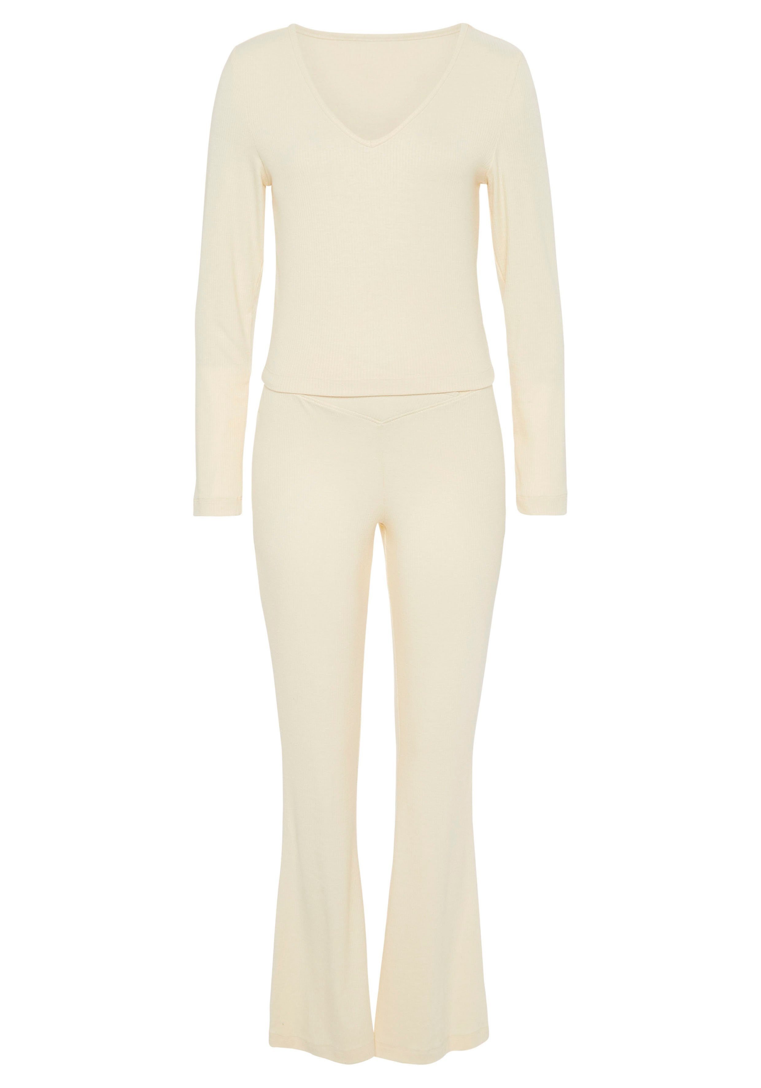 LASCANA Pyjama (Set, 2 tlg) aus schönem Ripp-Material günstig online kaufen