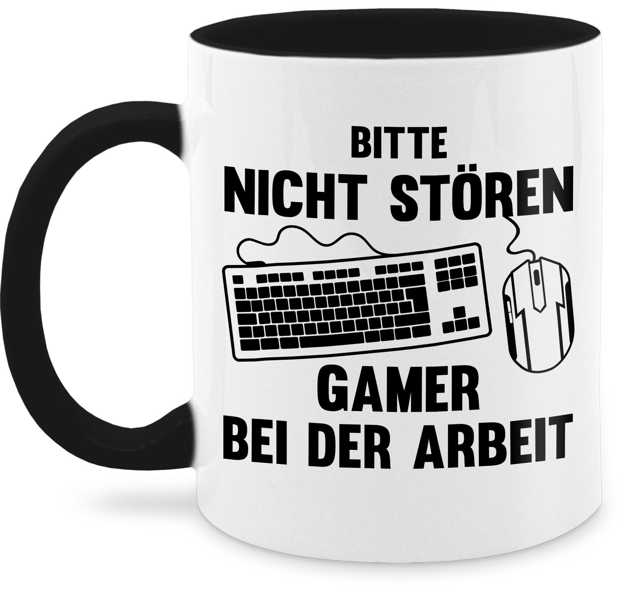 Shirtracer Tasse Bitte nicht stören Gamer bei der Arbeit, Keramik, Statement 1 Schwarz