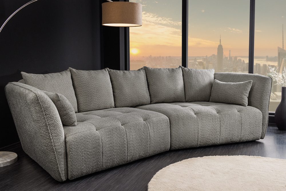 riess-ambiente Big-Sofa ROYAL 295cm grau - Bouclé, Federkern-Polsterung, Nosagfederung, modern, Einzelartikel 1 Teile, XXL-Couch mit Kissen & Rundum-Bezug - ide – Bild 5 von 5