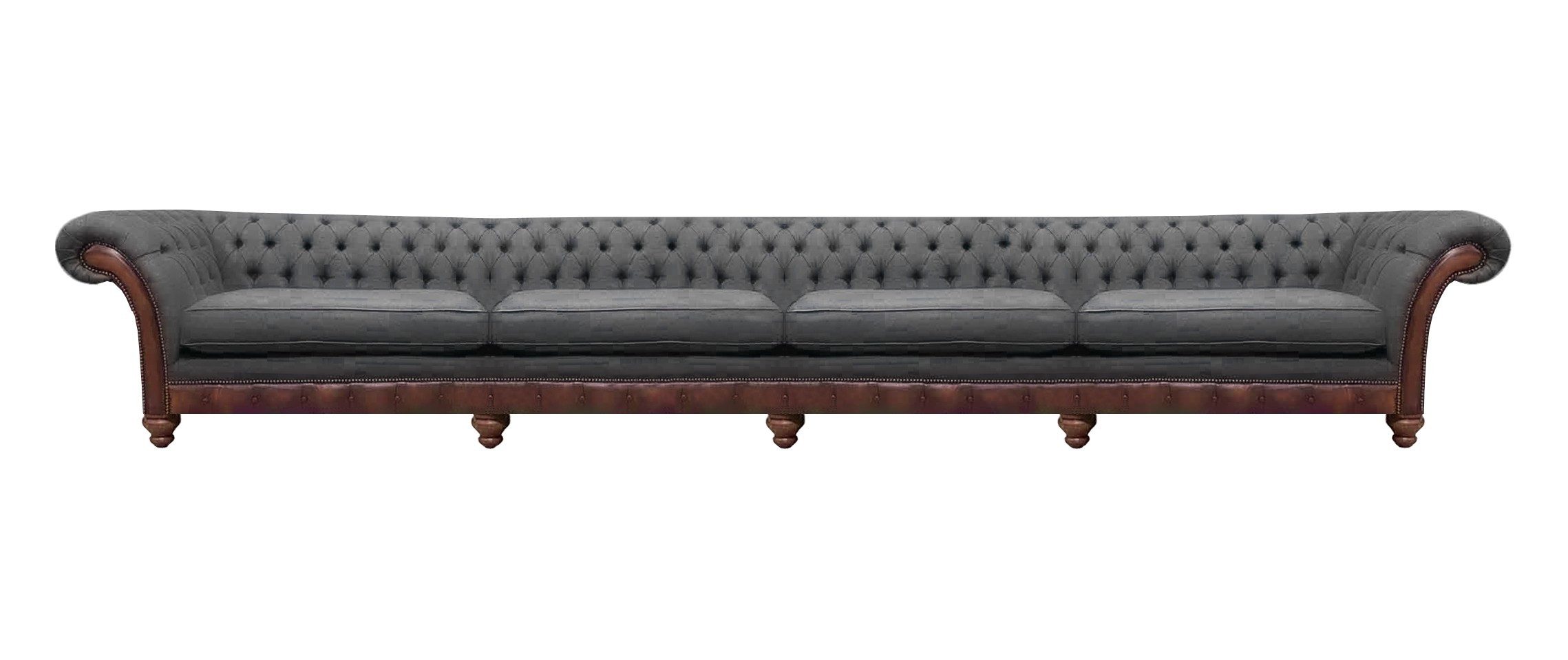 Chesterfield-Sofa Elegantes graues Polstersofa mit Knopf- und Nietendetails