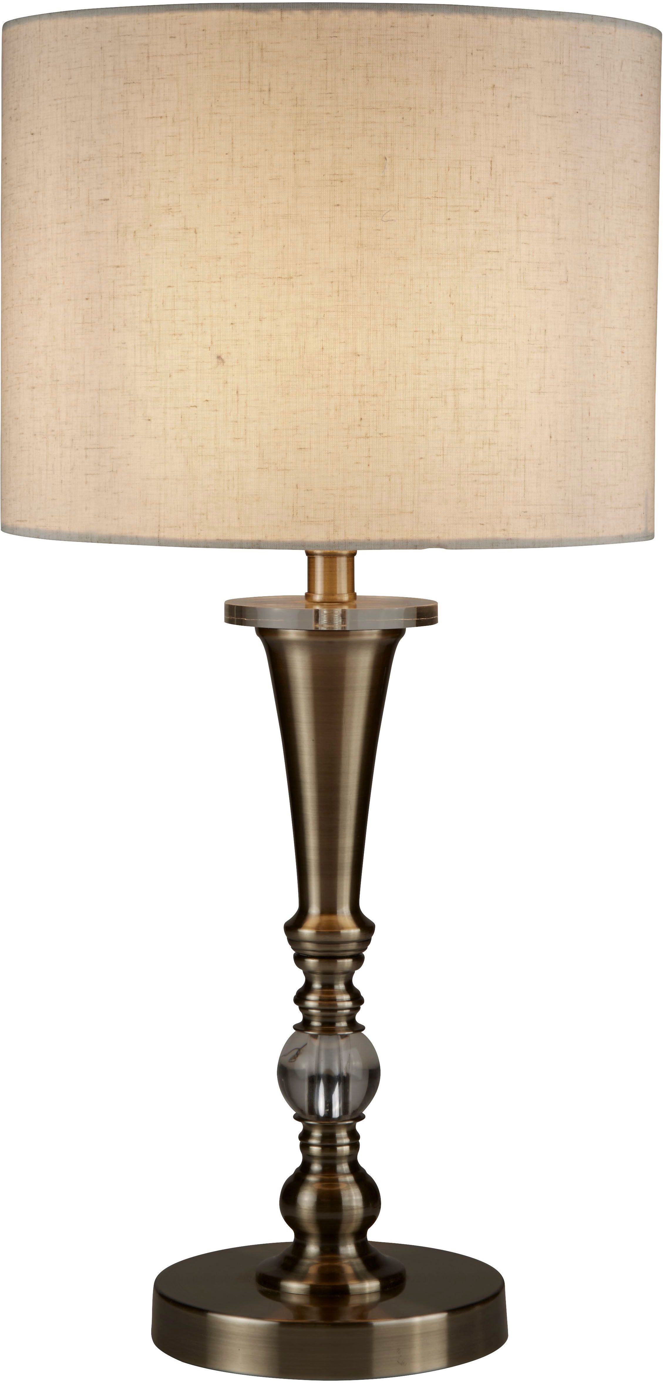 Searchlight Tischleuchte Oscar-Tischlampe - Antiker Messing- und Leinenschirm, ohne Leuchtmittel