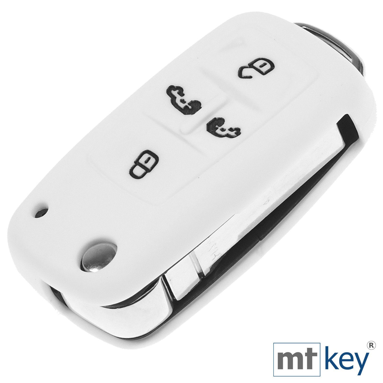 Schlüsselband, Weiß Tasten + Schutzhülle für Multivan Seat im VW Autoschlüssel Sharan Silikon Design Schlüssel Alhambra Schlüsseltasche Wabe T5 T6 mt-key Caddy 4