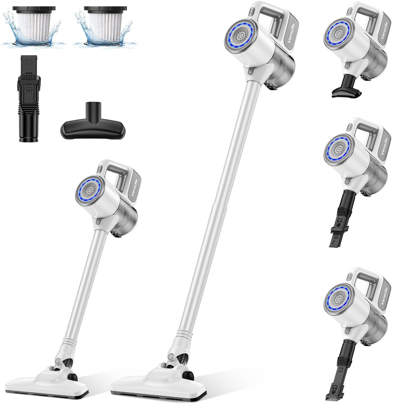 ZMH Akku-Handstaubsauger S7 Plus Stielstaubsauger Kabellos 40/30Kpa Stark Saugkraft 40Min, 500,00 W, beutellos, mit Zyklon & Anti-Tangle Technologie Teppiche