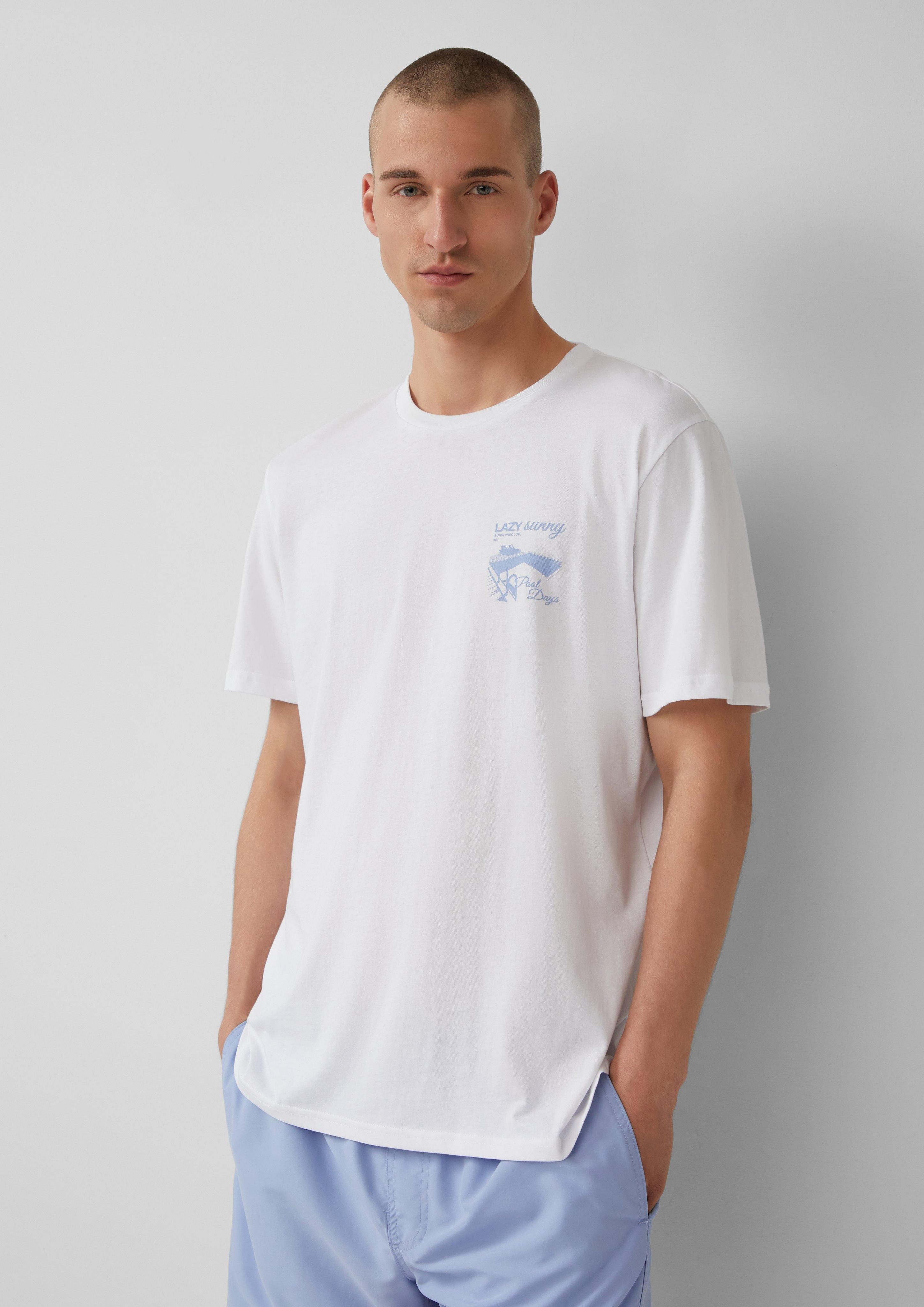 QS Kurzarmshirt T-Shirt mit kleinem Print günstig online kaufen