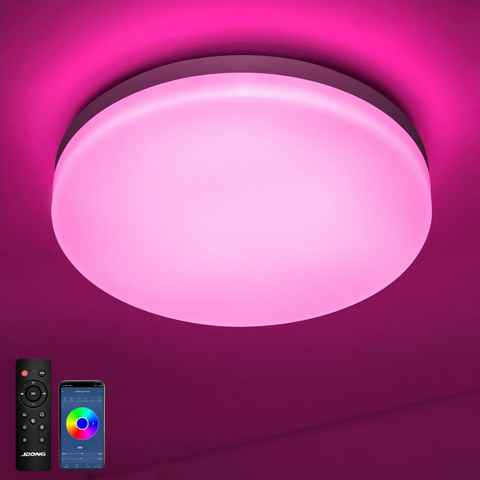 JDONG LED Deckenleuchte mit Doppelter Bluetooth Lautsprecher, LED fest integriert, Tageslichtweiß, Rot, Grün, Blau, Fernbedienung und APP-Steuerung, fur Schlafzimmer Kuche badzimmer