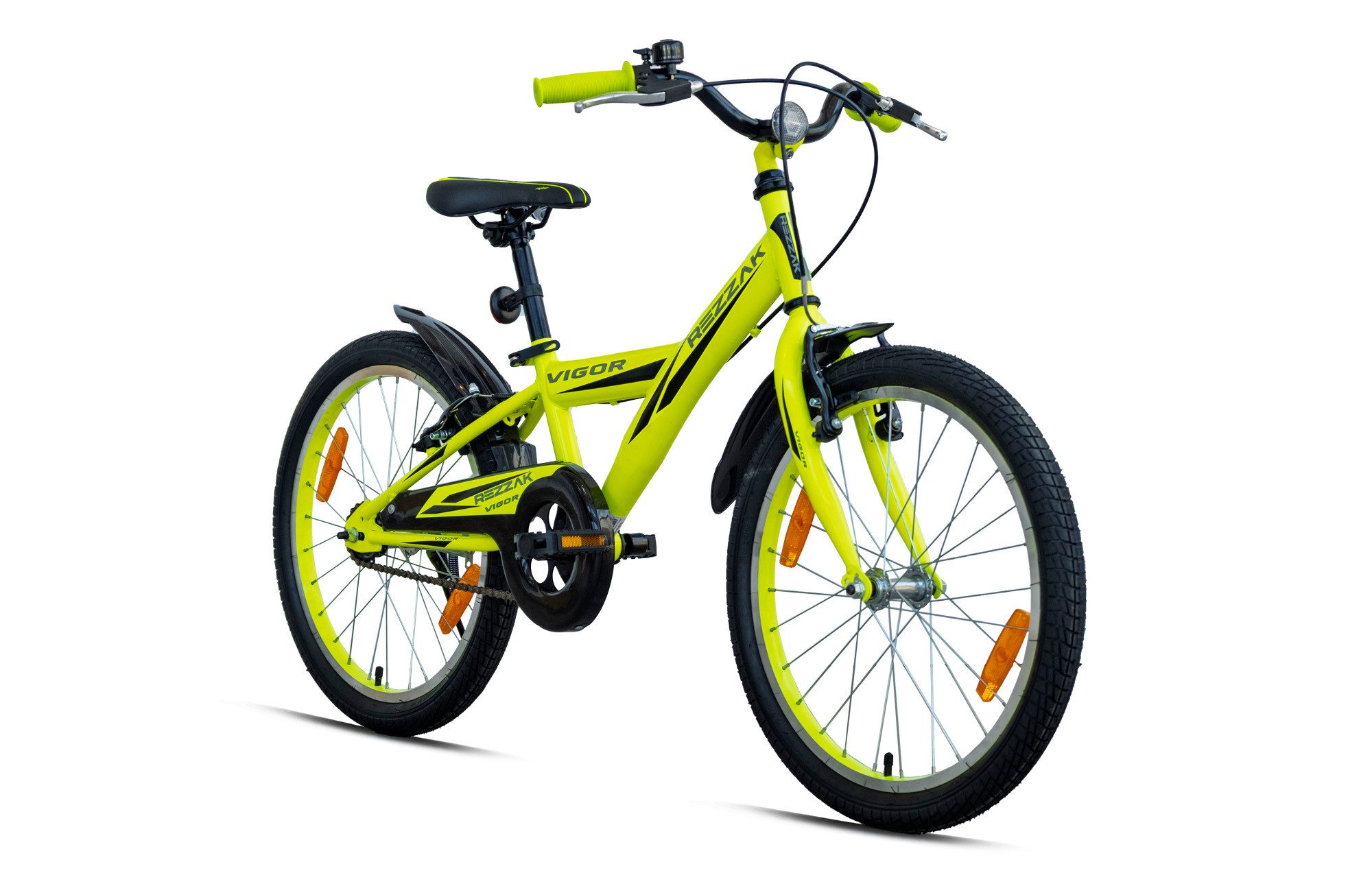 Rezzak Kinderfahrrad 20 Zoll Fahrrad Kinderfahrrad Jungenfahrrad Rücktrittbremse Gelb 080, 1 Gang, Keine, V- Bremse Rücktrittbremse Fahrradständer Schutzblech Klingel