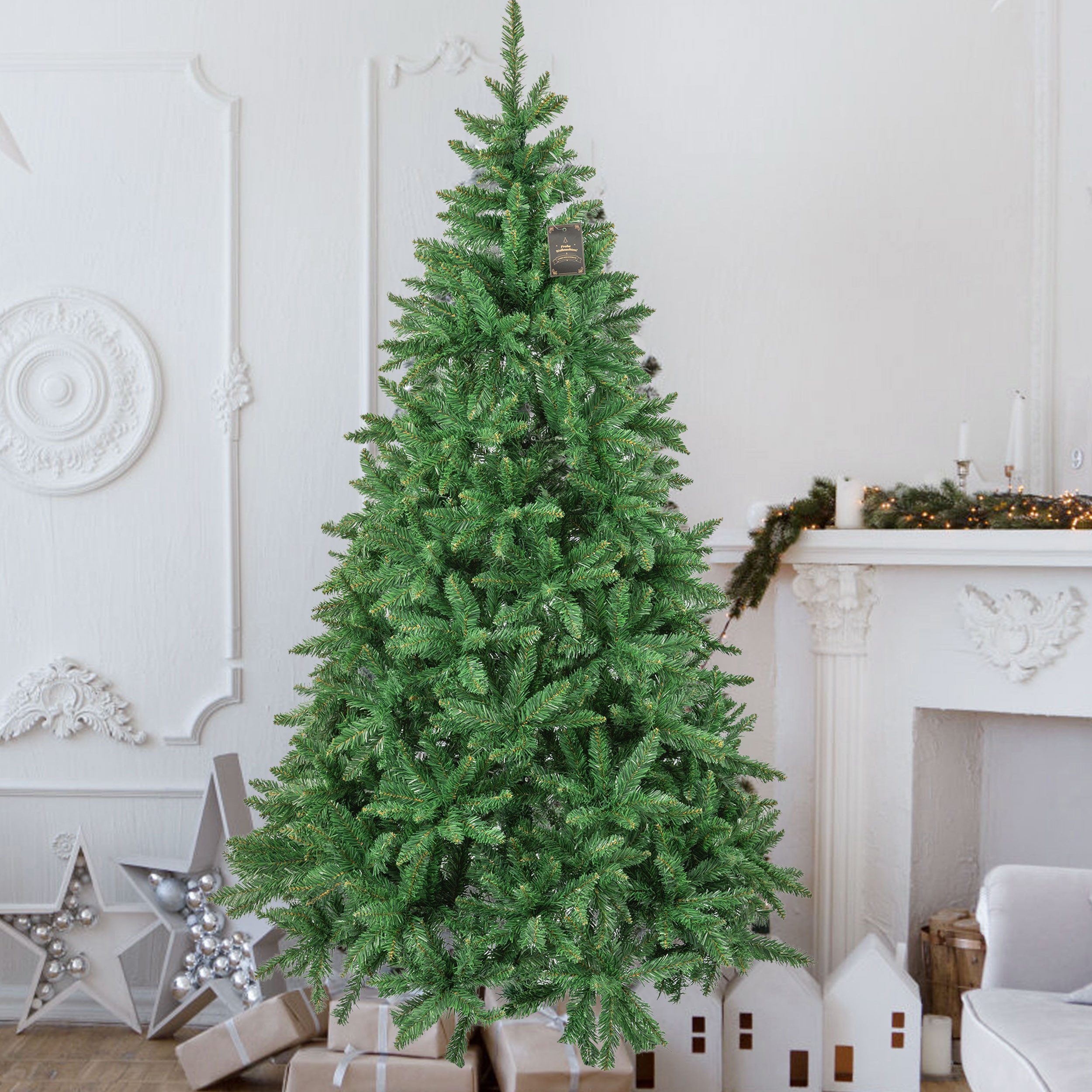 Künstlicher Weihnachtsbaum tannenbaum mit beleuchtung schmuck mit licht deko außen 180/210/235