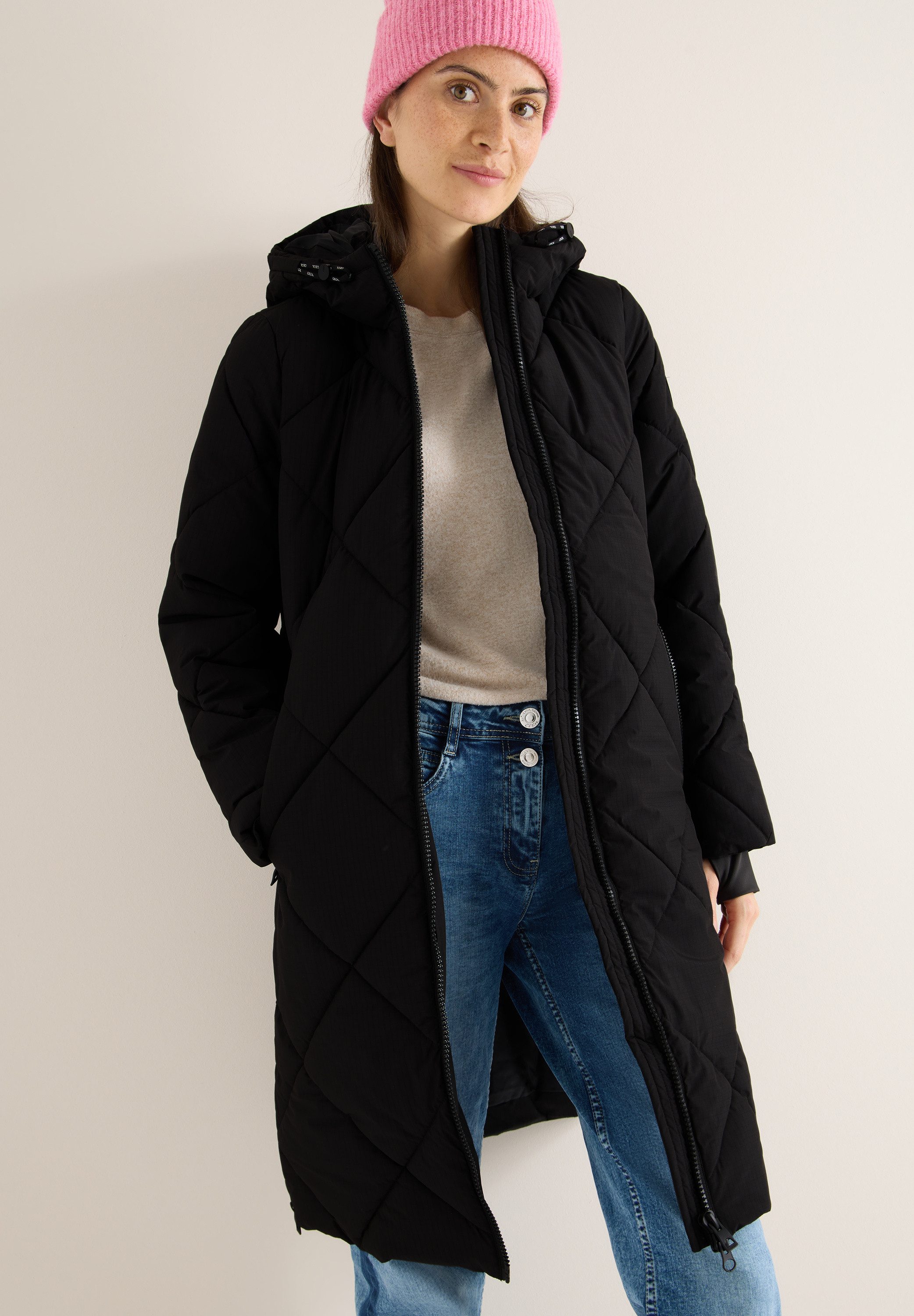 CECIL Steppmantel mit Rucksack Strings und Kapuze günstig online kaufen