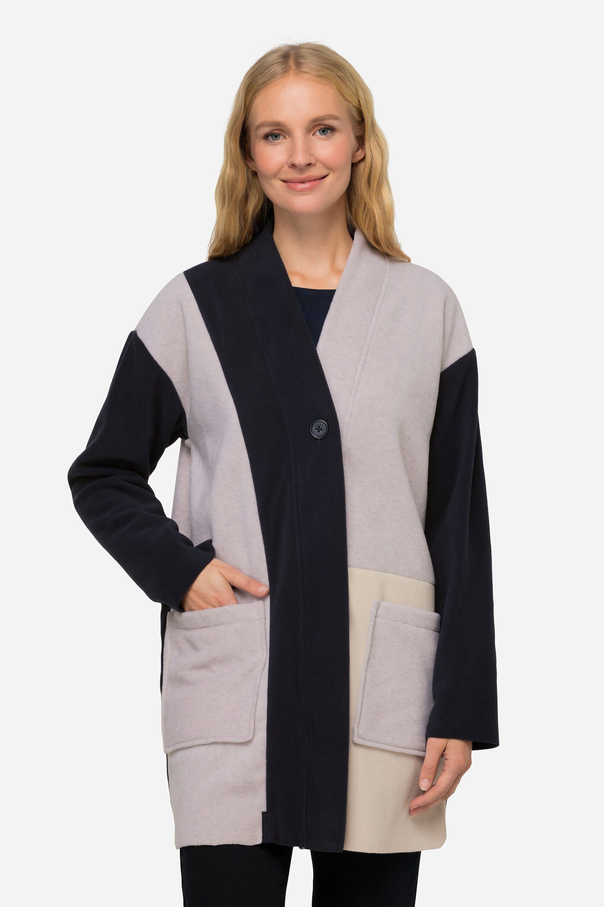 Laurasøn Sweatjacke Jacke Fleece Colorblocking Kelchkragen günstig online kaufen