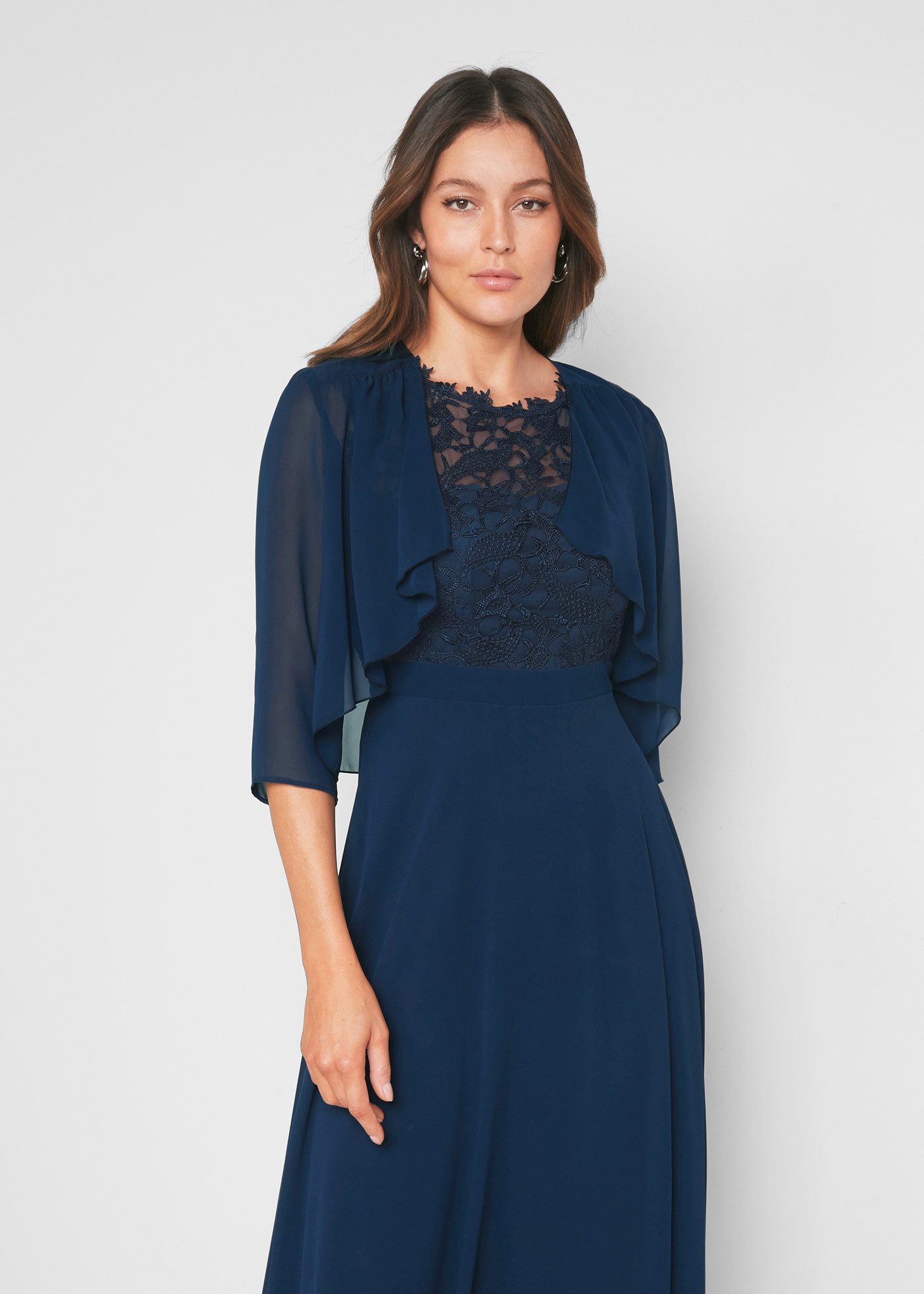 bonprix Boleroblazer für festliche Anlässe und Hochzeiten, 3/4-Ärmel, wasserfallkragen