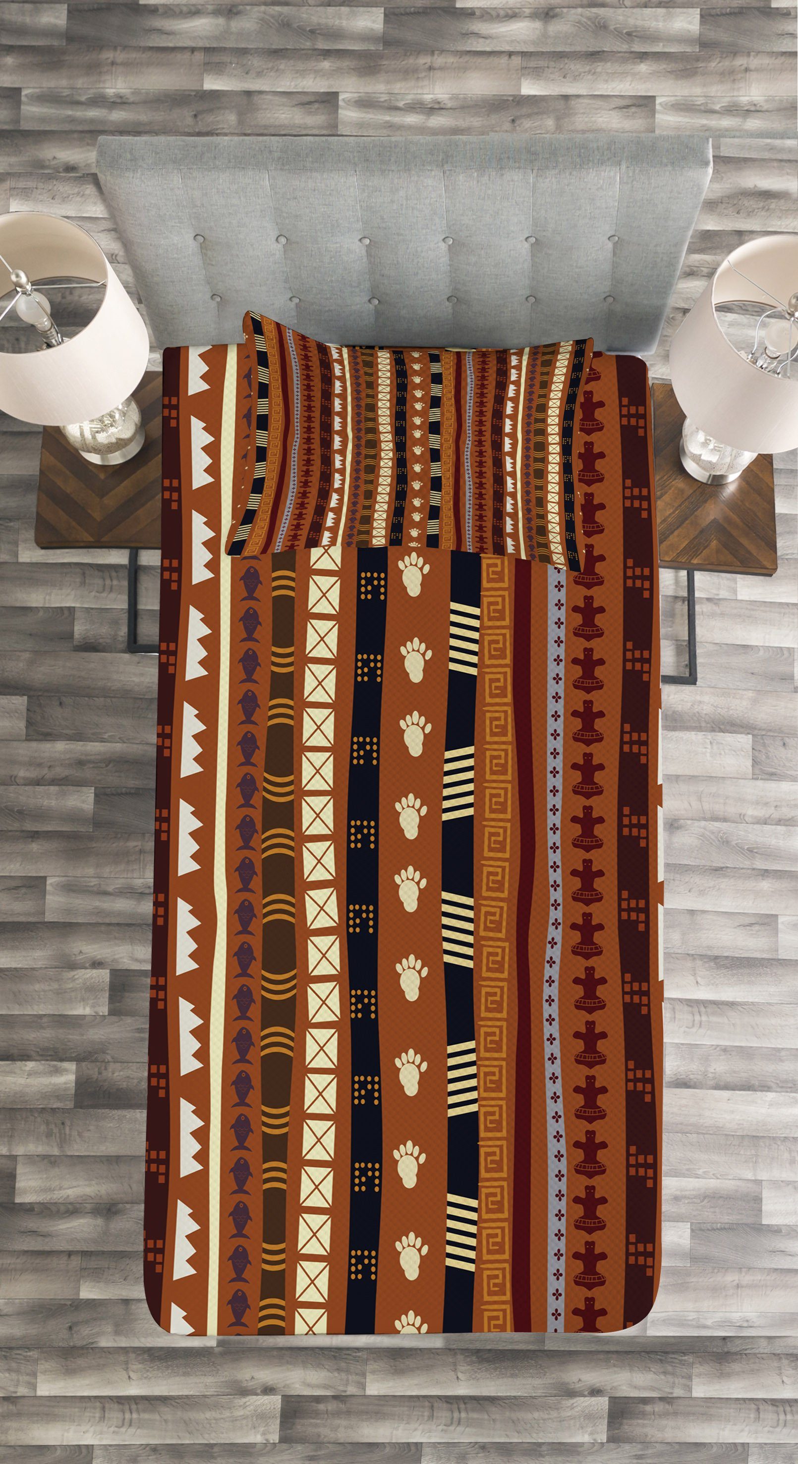 Set Kissenbezügen Zusammenfassung Waschbar, Detail-Streifen Stammes Tagesdecke mit Abakuhaus,