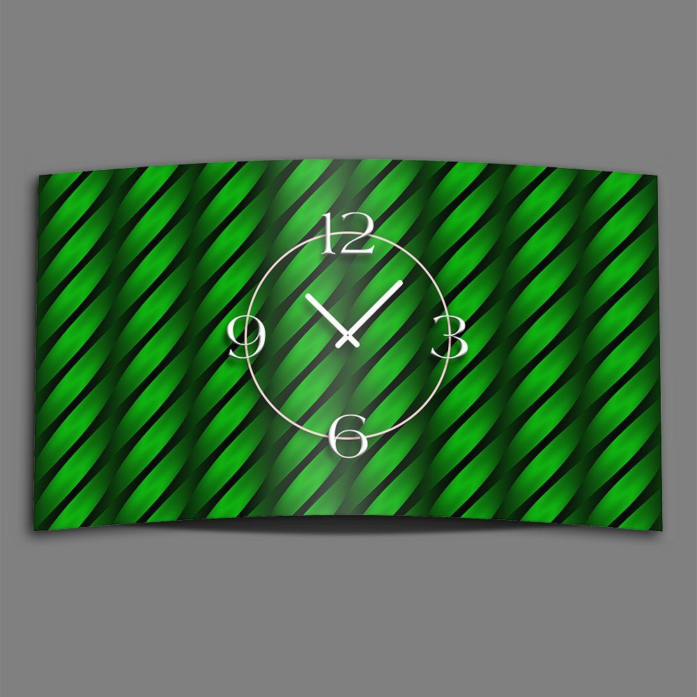 dixtime Wanduhr Abstrakt Welle grün Designer Wanduhr modernes Wanduhren Design leise (Einzigartige 3D-Optik aus 4mm Alu-Dibond)