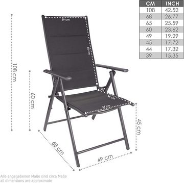 BRUBAKER Garten-Essgruppe Garten Sitzgruppe Riva, (Set), 1 Glastisch Klapptisch rund 70 cm Ø mit Hochlehner Stühlen - Gartenset mit Gartentisch und Gartenstühlen - Klappstuhl - Wetterfest - Anthrazit Grau