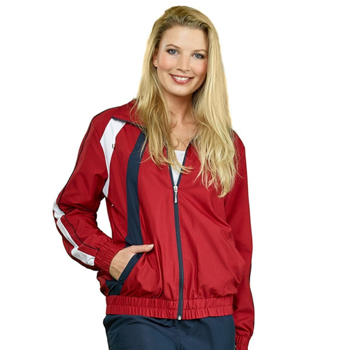 Authentic Klein Sweatjacke Damen Sport und Freizeitjacke aus Microfaser Dunkelrot