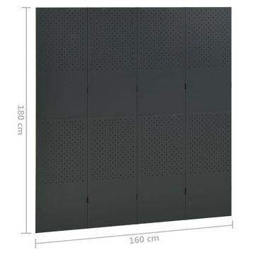 vidaXL Raumteiler Paravent Trennwand Spanische Wand 4-tlg Raumteiler Anthrazit 160x180 c