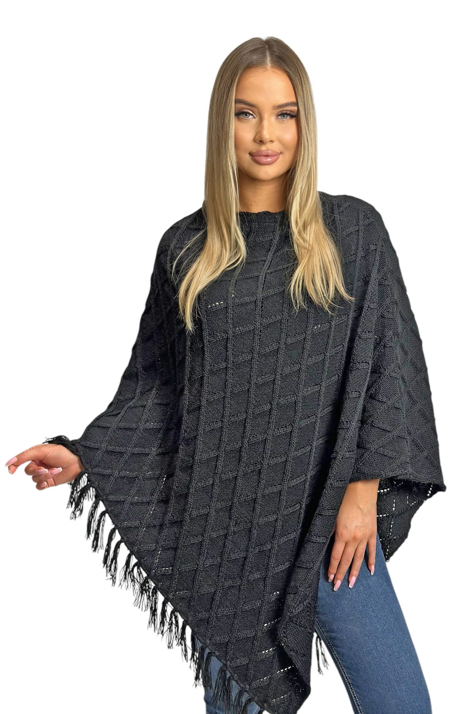 Mississhop Strickponcho Damen Poncho Cape Überwurf günstig online kaufen